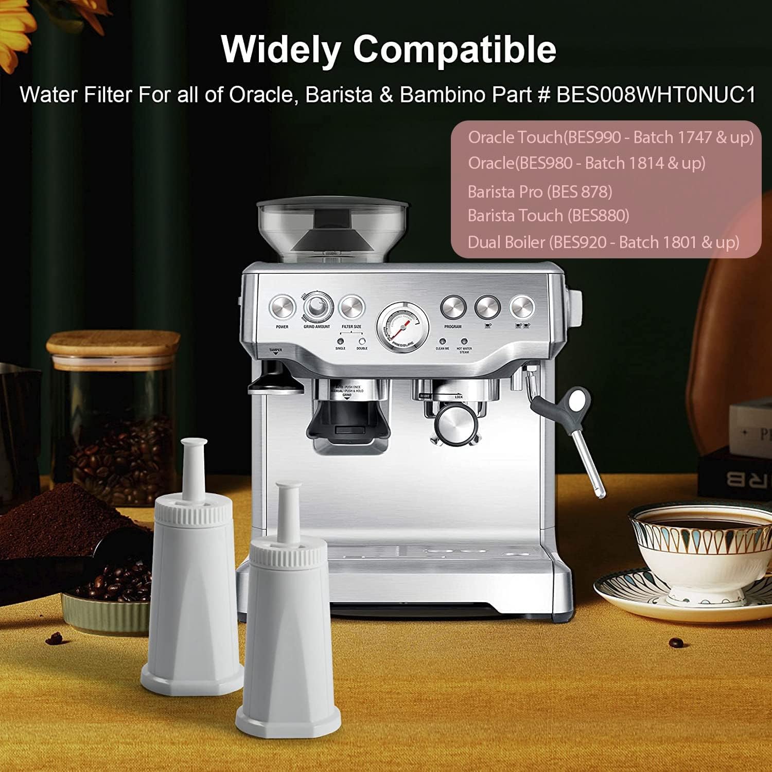 Coffee Water Filter Compatible With Breville Bes880 Barista Touch, Bes990 Oracle Touch Bes980 Oracle & Bambino Claroswiss Sage E
