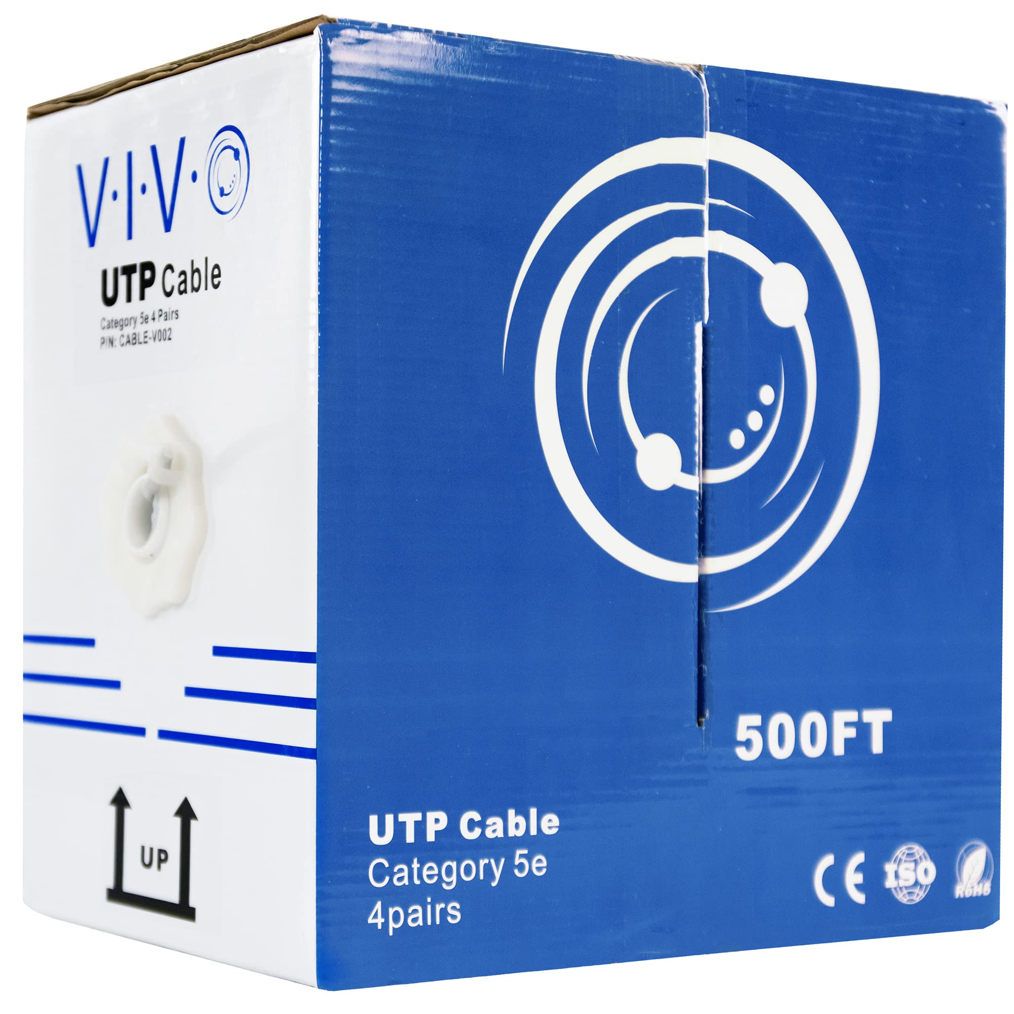 VIVO 500 ft Bulk Cat5e Ethernet Cable CABLE V002 Wire UTP Pull Box Grey, Modem