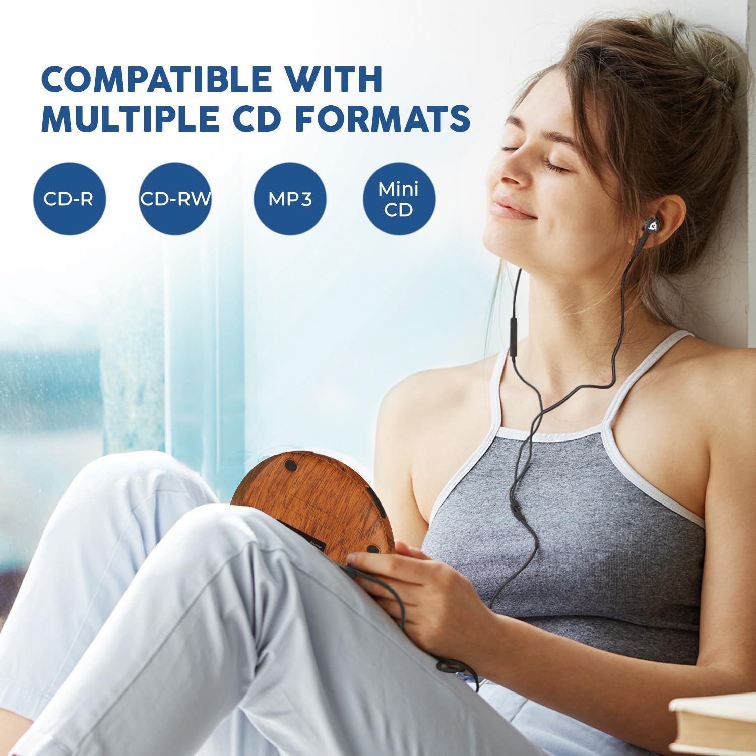 Klim Discman Portable Cd Player With A Built In Battery   New 2024   Ideal Car Cd Player With Earphones   Compatible Cd R Cd Rw