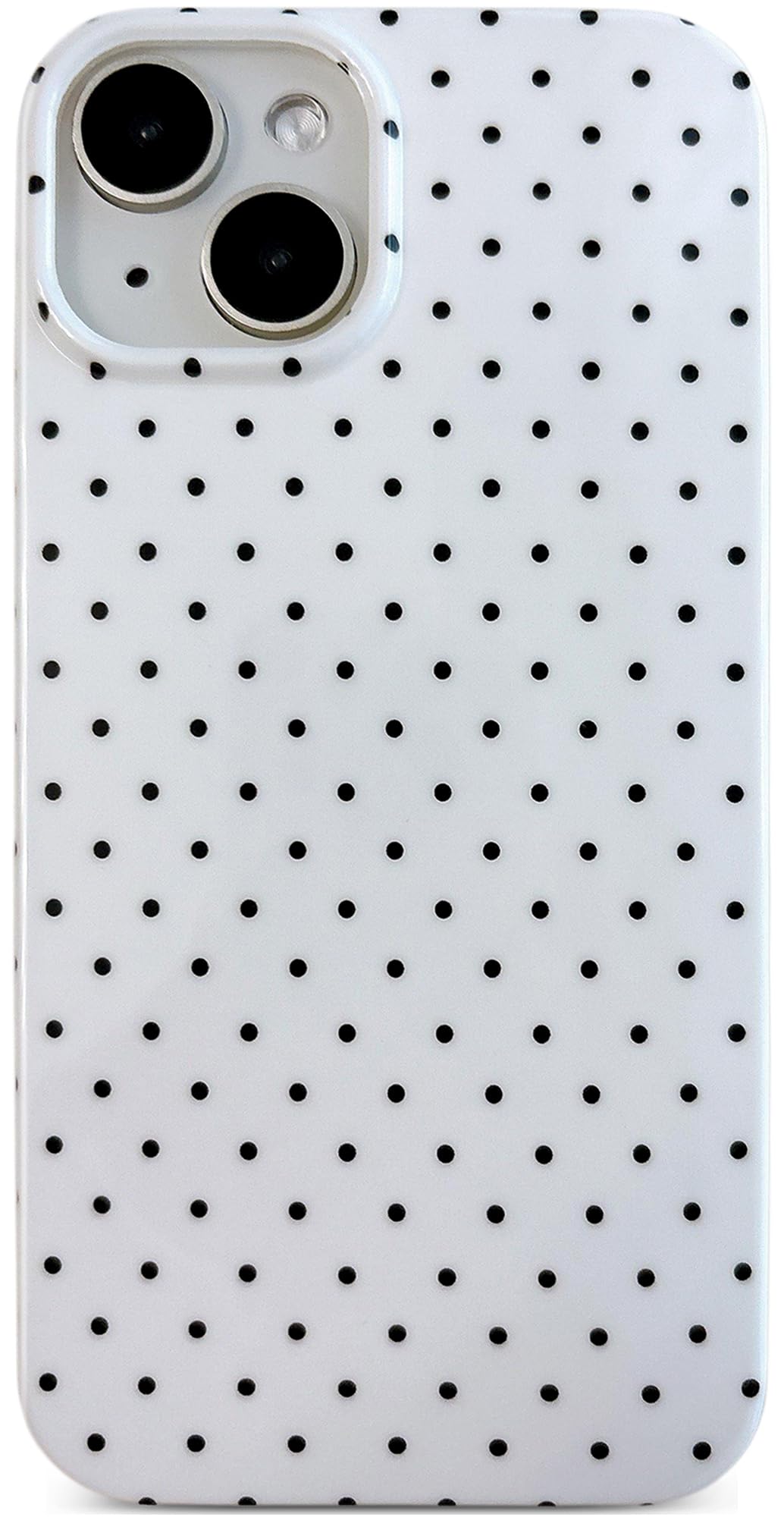 Qokey Polka Dot iPhone 14/15 Plus Case 6.7 Inch - Cute Glossy TPU Cover, Slim Lightweight Soft Protection for Women Girls, Fashi