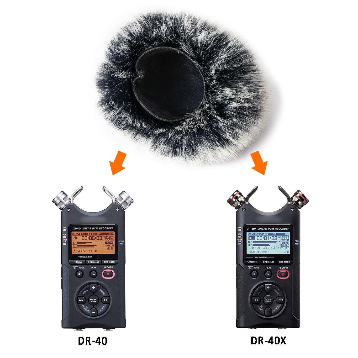 Microphone Windscreen For Tascam Dr 40X Dr40X Mic Recorders,Furry Tascam Windscreen Cover By Sunmon