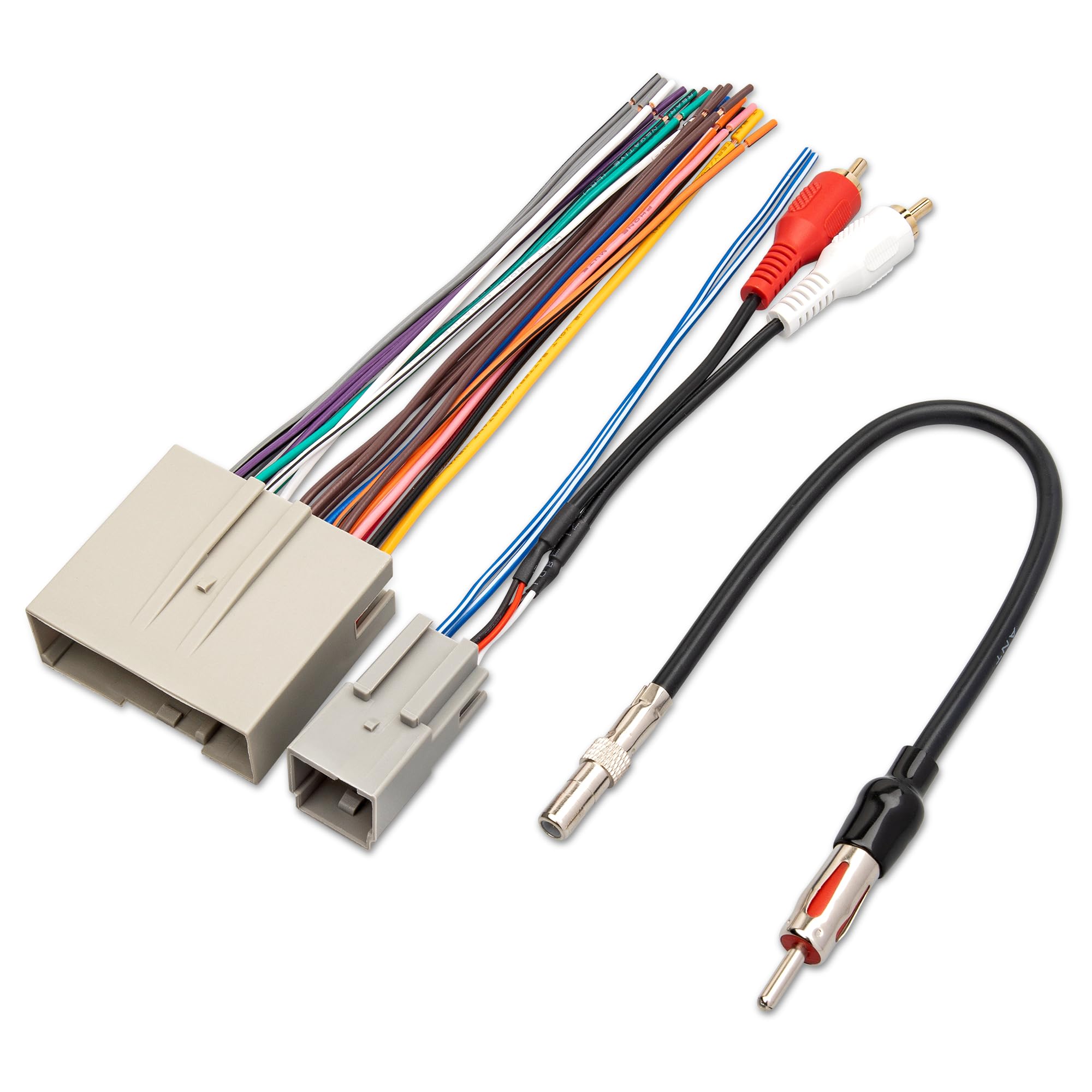 Red Wolf Radio Wiring W/Antenna Adapter Rca Input Replacement For Ford 2006 2012, Lincoln 2006 2010, Mercury 2006 2009 Aftermarket Stereo Install Wire Cable Harness With Rca Adapter Plug