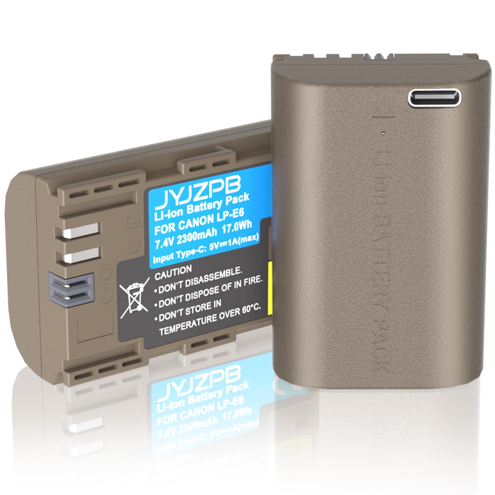 Jyjzpb Lp E6N Lp E6 Replacement Battery With Type C Port Compatible For Canon 60D, 70D, 80D, 90D, Eos 5D Mark Ii/Iii/Iv, Eos 5Ds