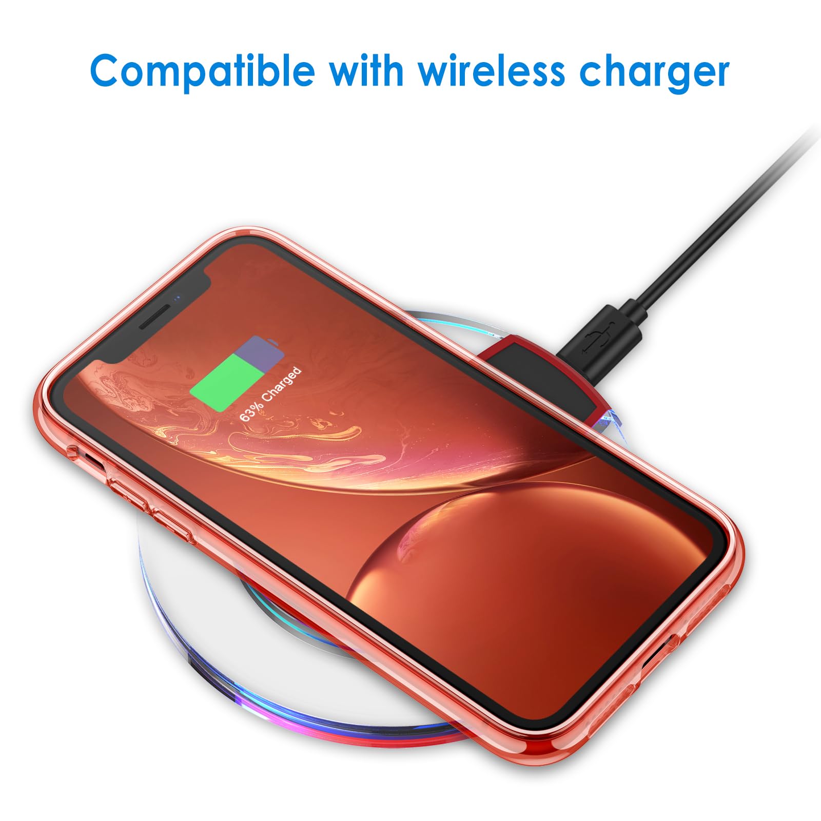 Jetech Case For Iphone Xr 6.1 Inch, Non Yellowing Shockproof Phone Bumper Cover, Anti Scratch Clear Back (Coral)