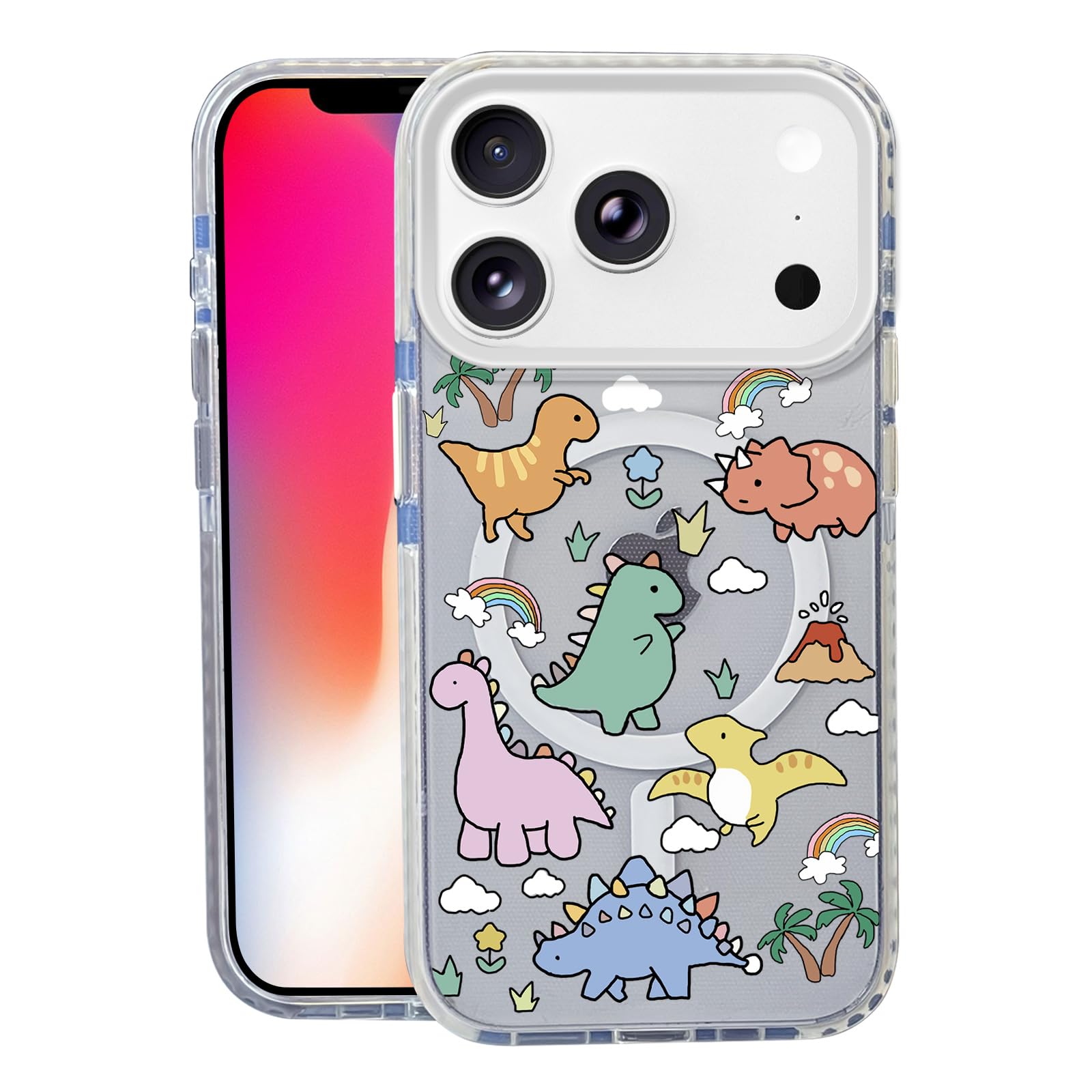Nimeey Little Dinosaur for iPhone 17 Pro Case,MagSafe Compatible,Matte Soft Slim Shockproof Cover,Anti-Fingerprint,Anti-Yellowin