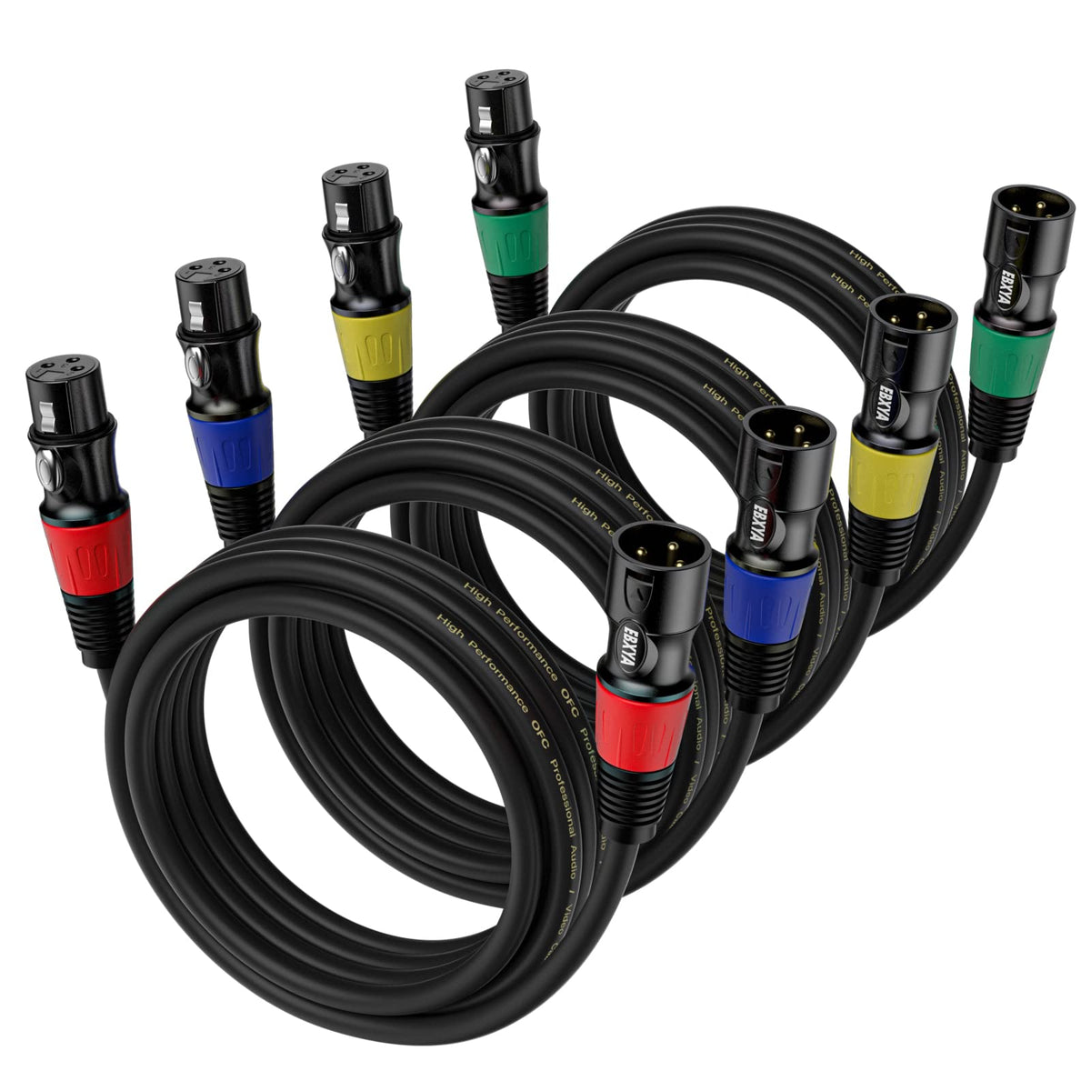 Ebxya Xlr Microphone Cable   Xlr Male To Female Cable 6Ft 4 Packs With 3 Pin Balanced Xlr Cables For Mic Mixer, Recording Studio