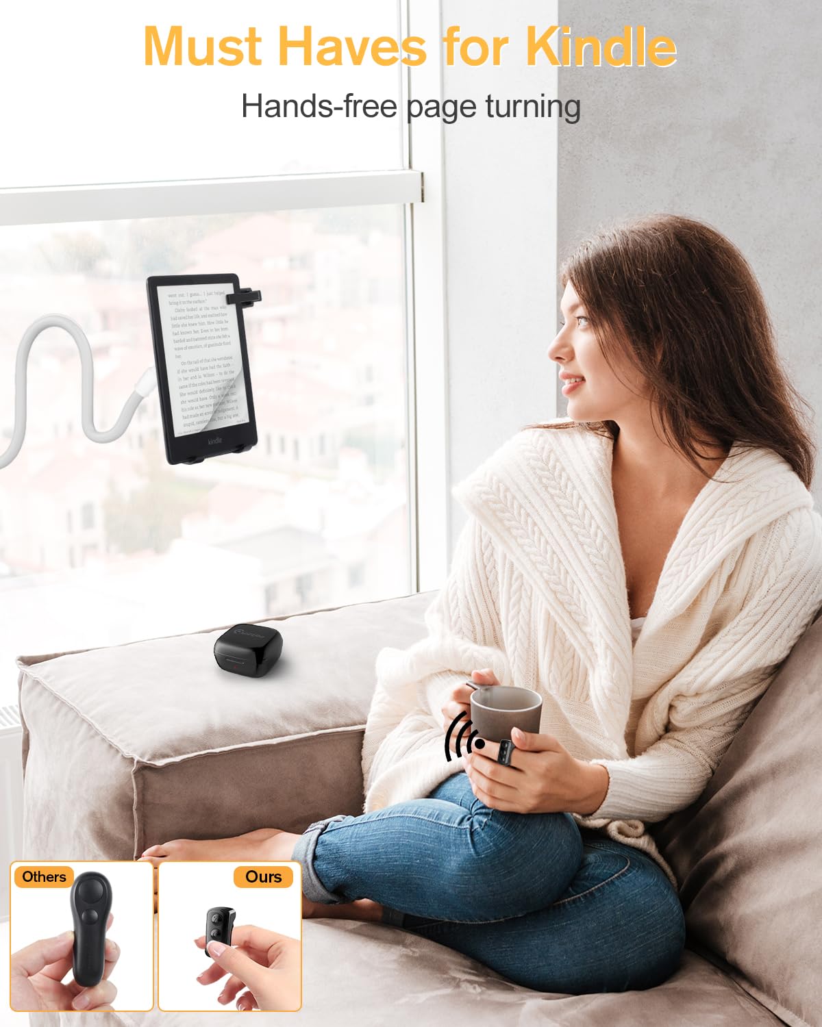 Multifunction Remote Page Turner For Kindle Paperwhite Reading And Tiktok Scrolling, Adzerd Page Turner Clicker For Ipad Iphone Tablets, Wireless Camera Camcorder Remote Control Black