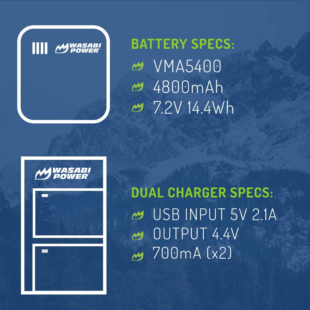 Wasabi Power Battery (2 Pack) And Dual Charger For Arlo Pro 3, Pro 4, Ultra, Ultra 2 (Vma5400 & Vma5400C)