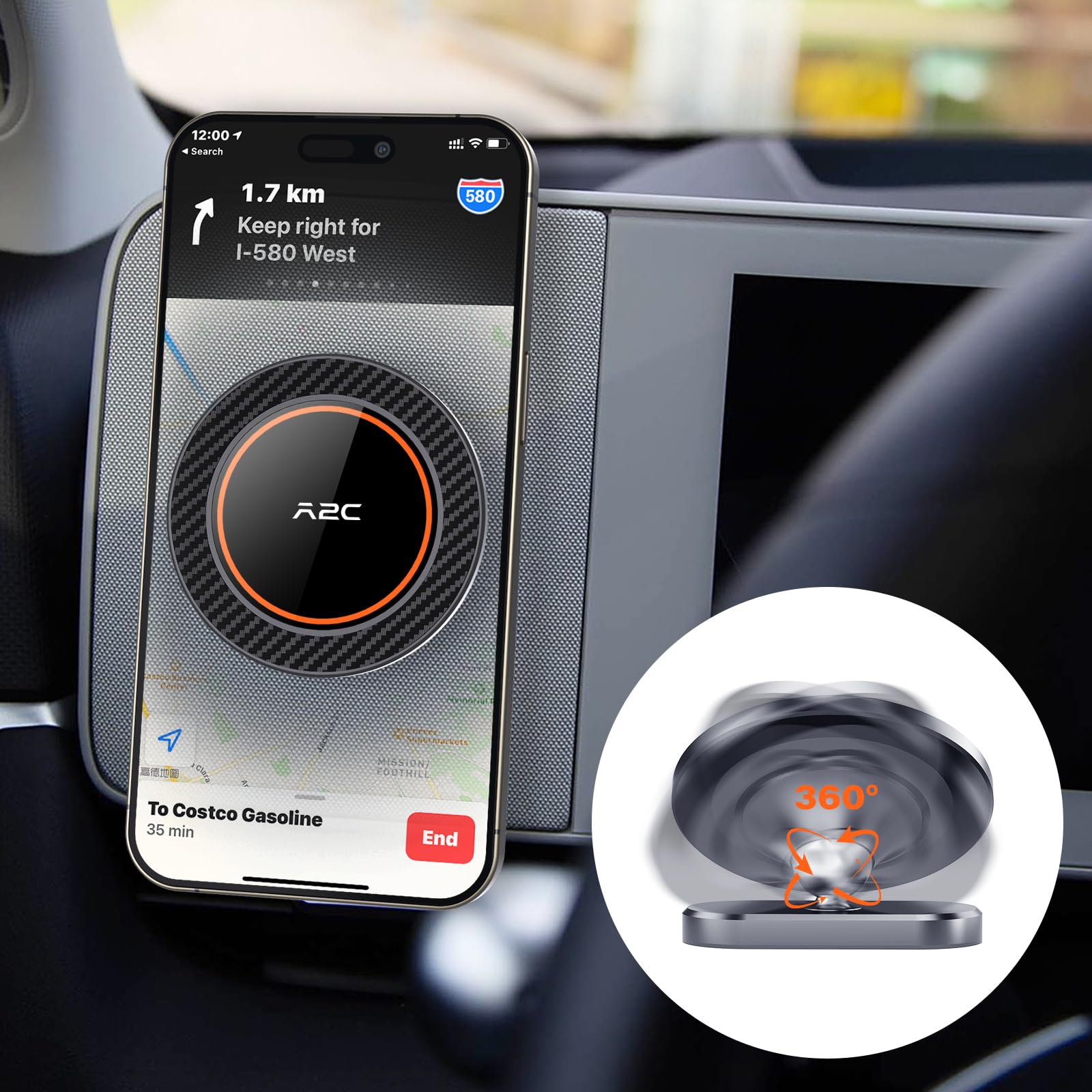 A2C Magnetic Phone Mount For 2024 2025 Hyundai Kona, Sonata & Ioniq 5 (2025-2022), Strong Magnet Phone Holder Magnetically Attac