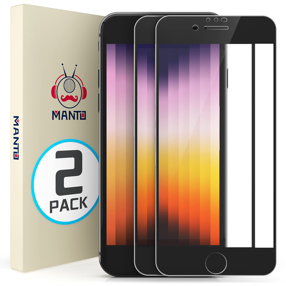 Manto 2 Pack Screen Protector For Iphone Se 3 (2022), Iphone Se 2022 (3Rd Gen), Iphone Se 2020, Iphone 8, Iphone 7, Iphone 6S, I