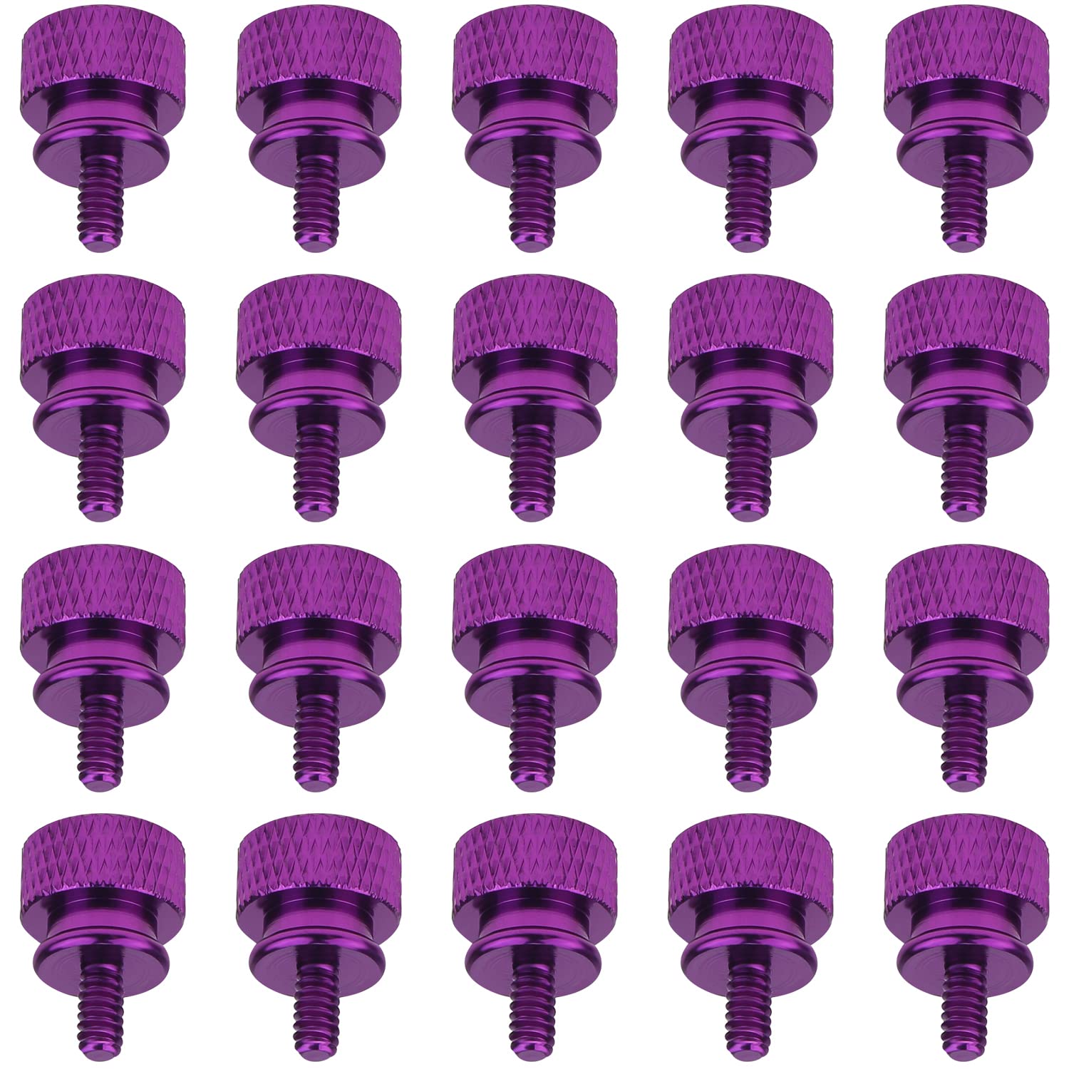 Helifouner 20 Pieces 6 32 Thread, Purple Color Anodized Aluminum Computer Case Thumbscrews, Thumb Screws For Computer Case/Cover
