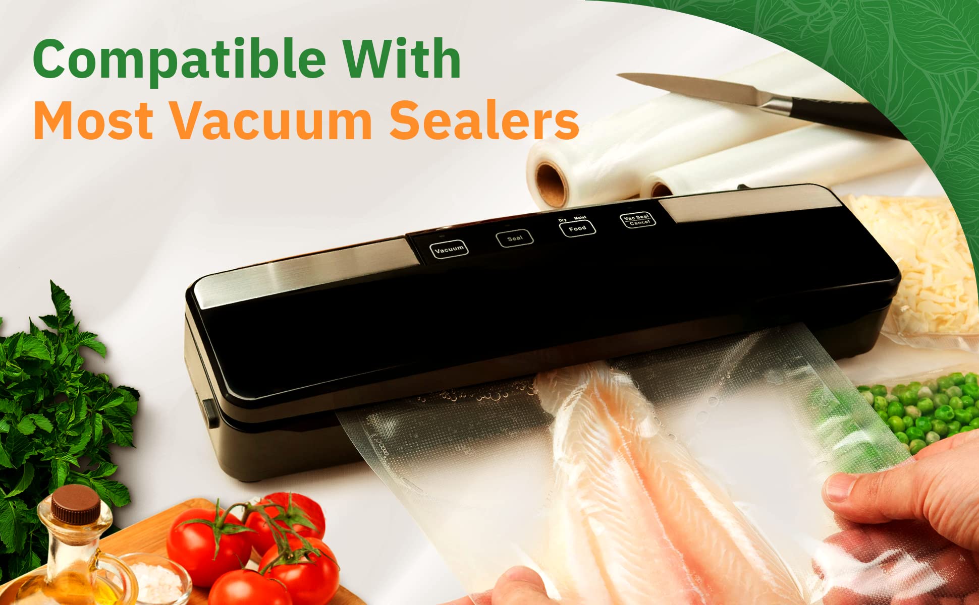 Everfresh 11'' X 25' Vacuum Sealer Rolls Vacuum Sealer Bags Vacuum Sealer Machine Food Sealer Bag Rolls Compatible With Foodsave