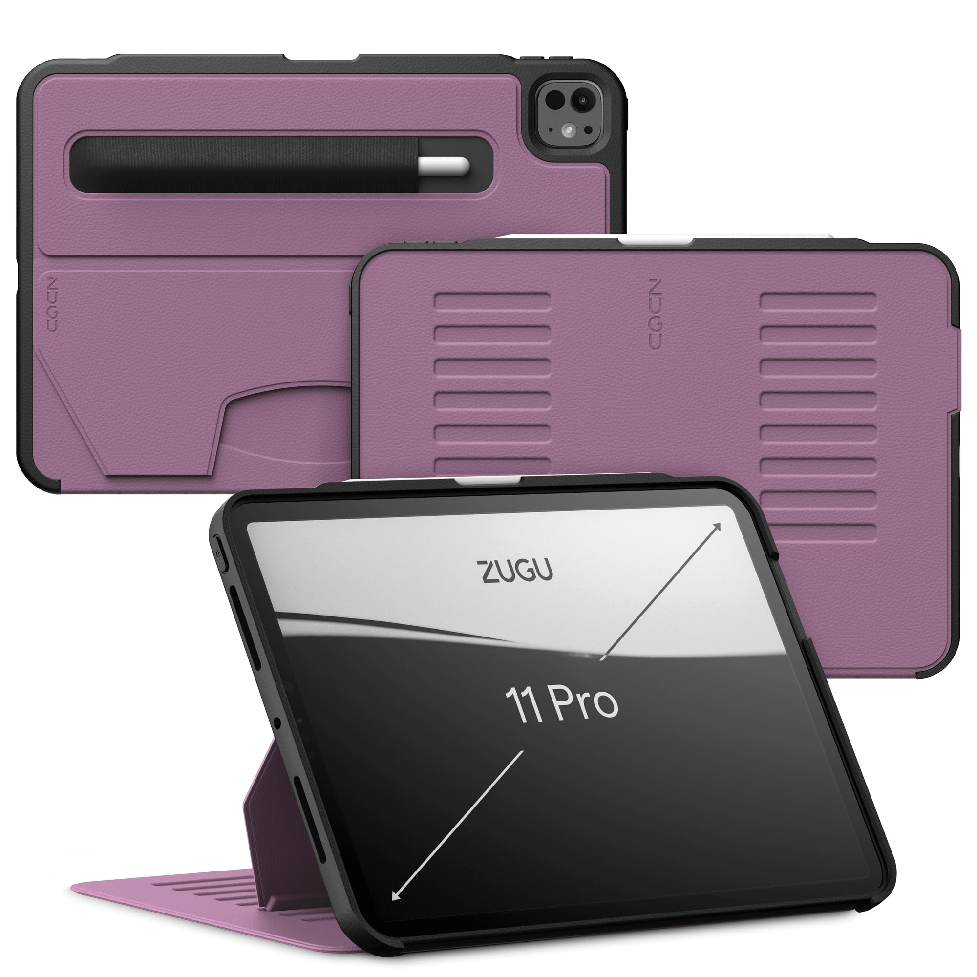 Zugu Case For Ipad Pro 11 (M4) 2024, Slim Protective Cover With Apple Pencil Holder, Auto Wake/Sleep, Multiple Viewing Angles, Ipad Pro 11 Inch Cover, Phone Protector, Berry Purple