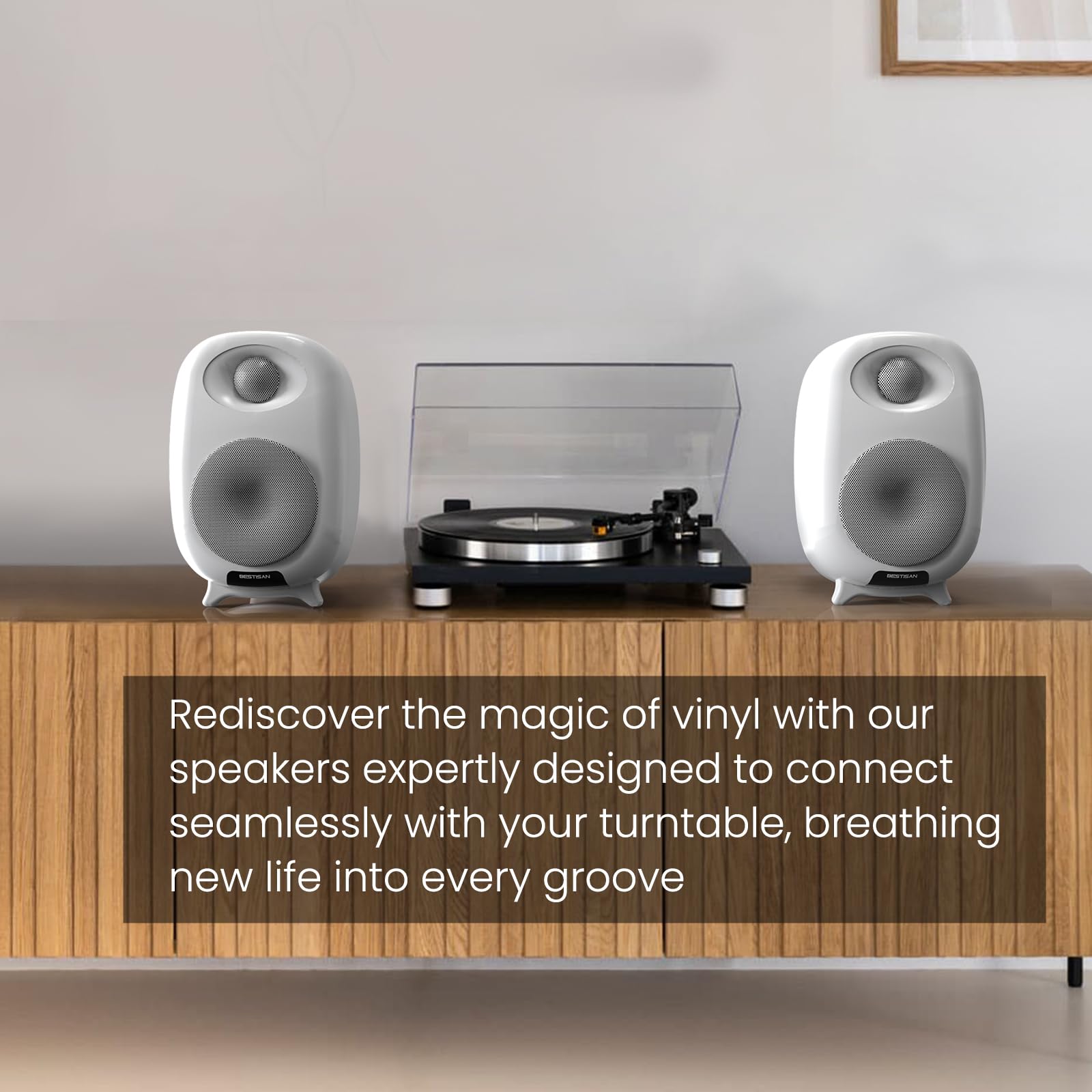 Bestisan Sr06 Bluetooth Bookshelf Speakers For Turntable, Desktops With 3 Inch Woofer, Tv Speakers With Optical/Rca Inputs(White