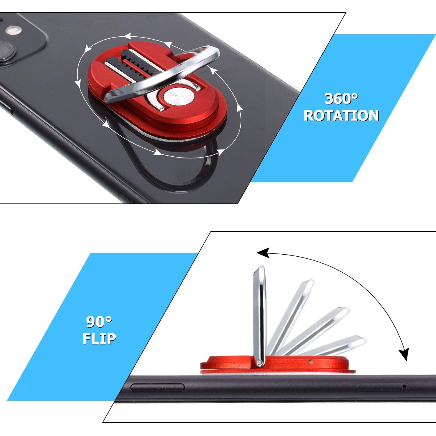 6 Pieces 3 In 1 Multipurpose Mobile Phone Bracket Holder 360 Degree Rotation Cell Phone Ring Stand For Car Home, 5 Colors