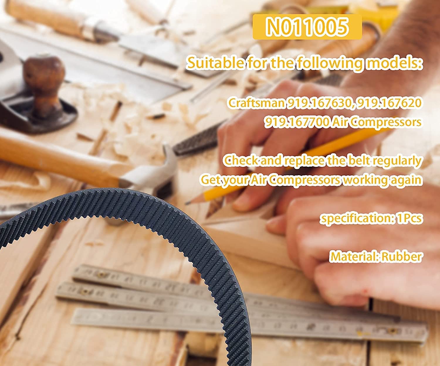 Thaekuns A12210 N011005 Air Compressor Drive Belt For Dewalt