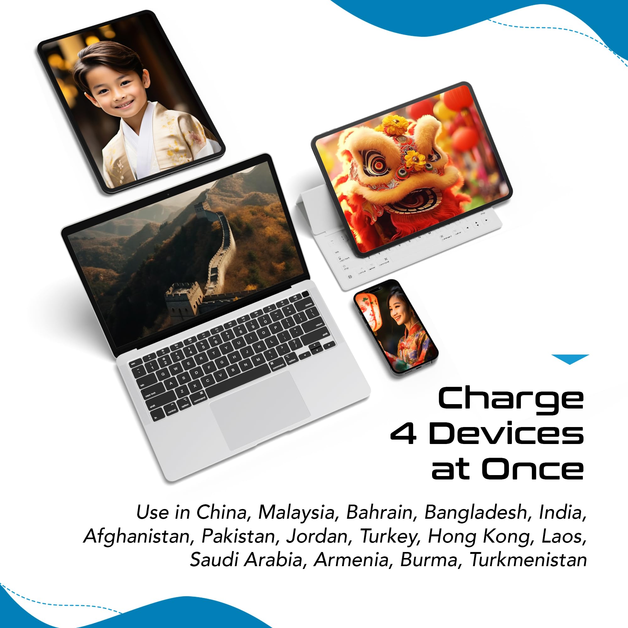 Ceptics China, Malaysia Power Adapter Travel Set, 20W Pd & Qc, Safe Dual Usb & Usb C 3.1A 2 Usa Outlet   Compact Use In Hong Kon