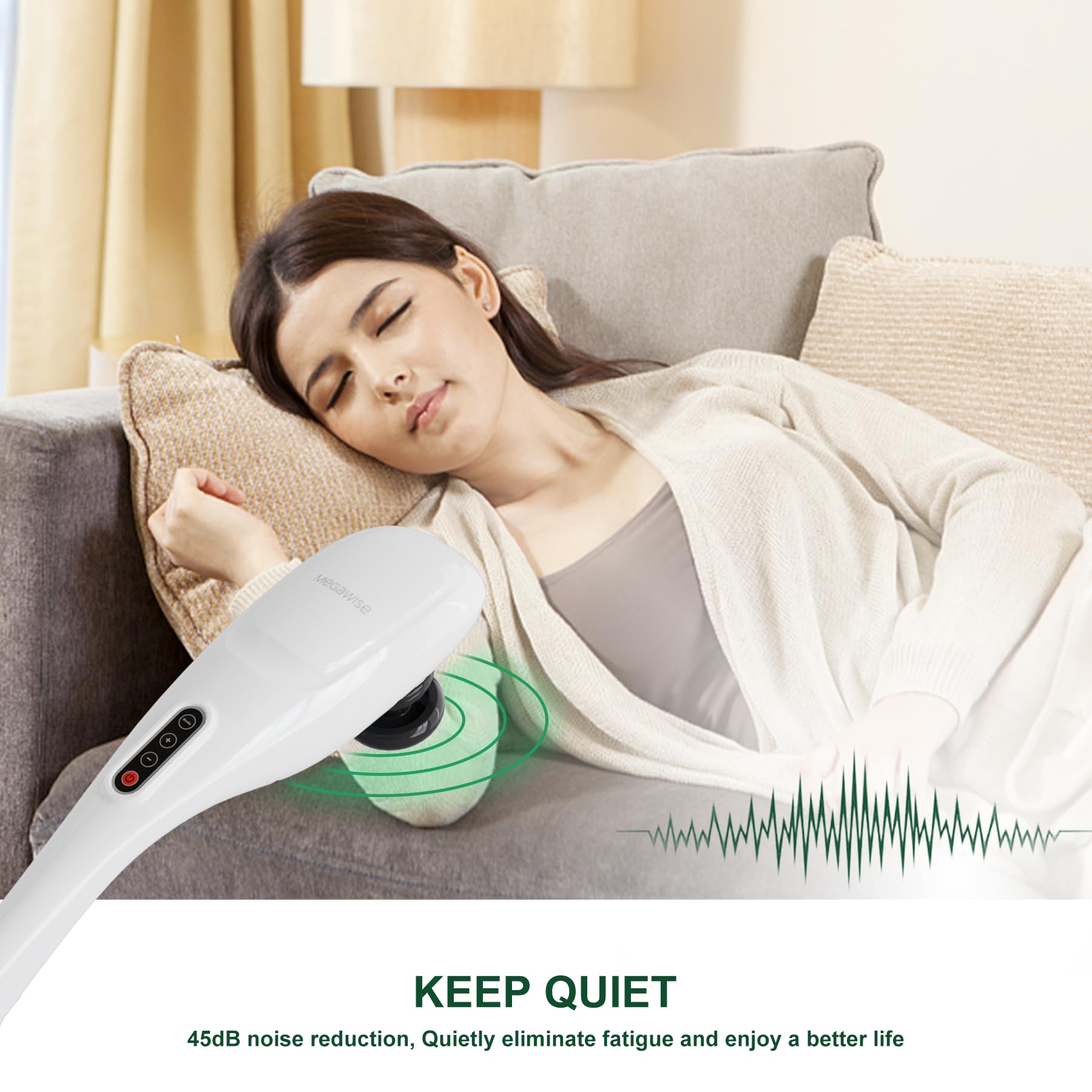 Megawise Handheld Back Massager | Deep Tissue Percussion Relief For Back, Neck, Shoulders, Waist Legs, Full Body For Improved Bl