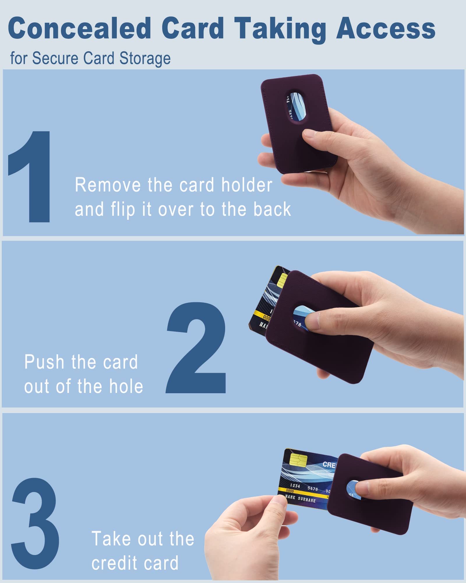 Meroqeel Magnetic Card Holder For Back Of Phone, Leather Cell Phones Case With Strong Magnet For Credit Card For Iphone 14/13 /