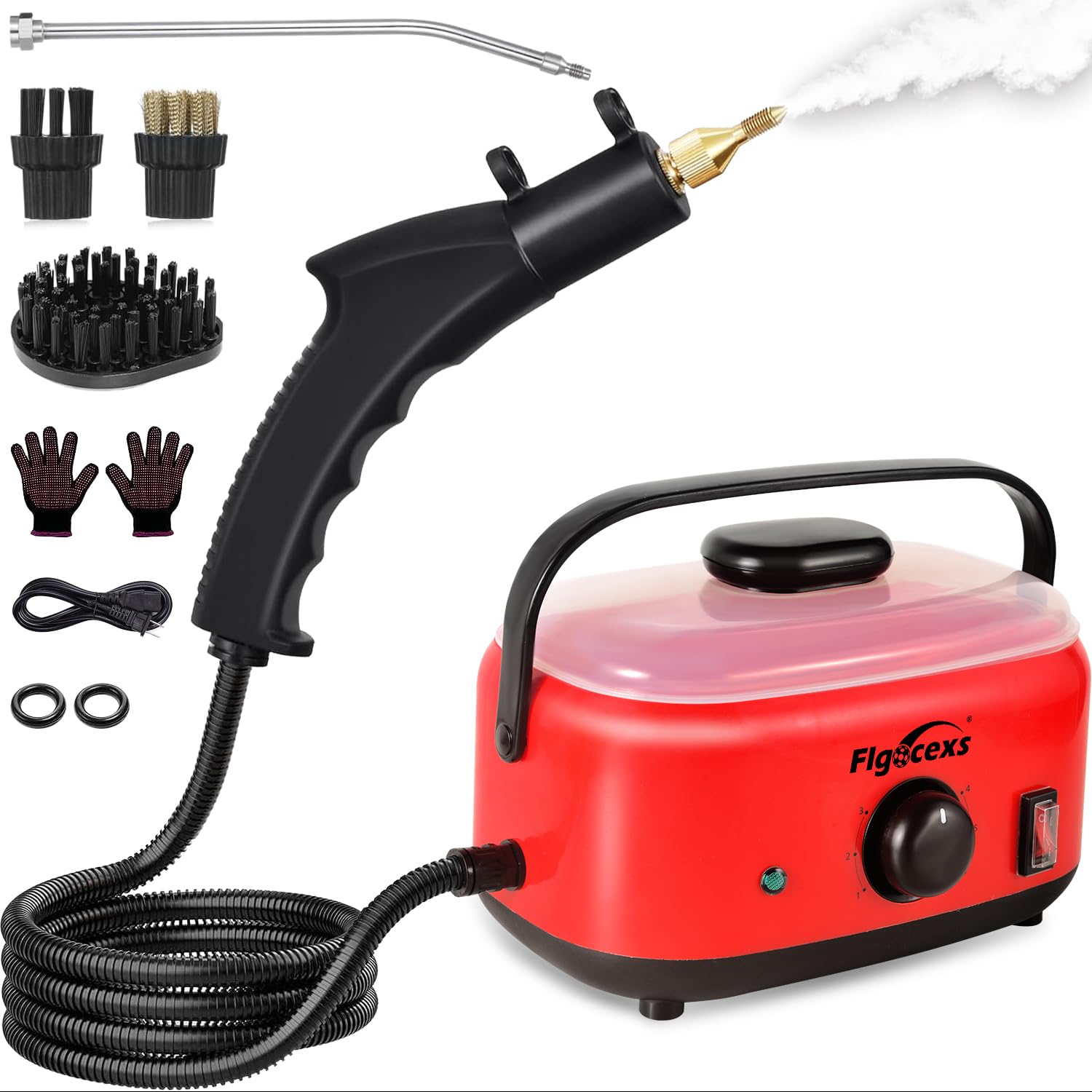 Flgocexs Handheld Steam Cleaner,2500W High Temperature High Pressure Steam Cleaner With 3 Brush Heads, Portable Steam Cleaner Wi