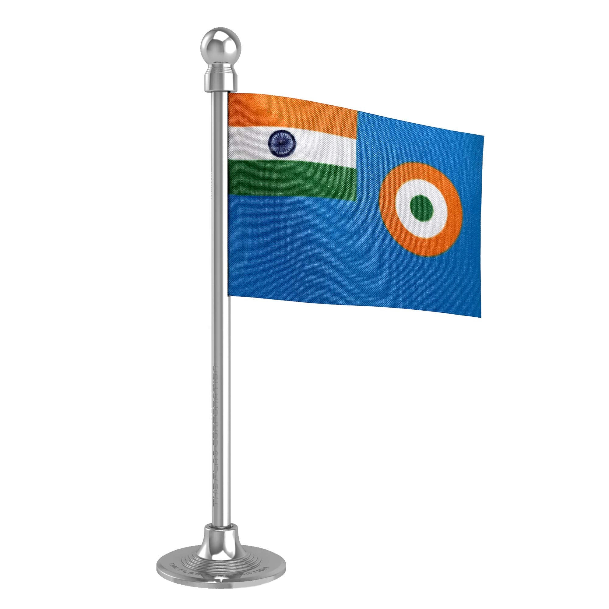 The Flag Corporation Indian Air Force Car Dashboard Flag 2In X 3In With A Stainless Steel Liquid Chrome Base