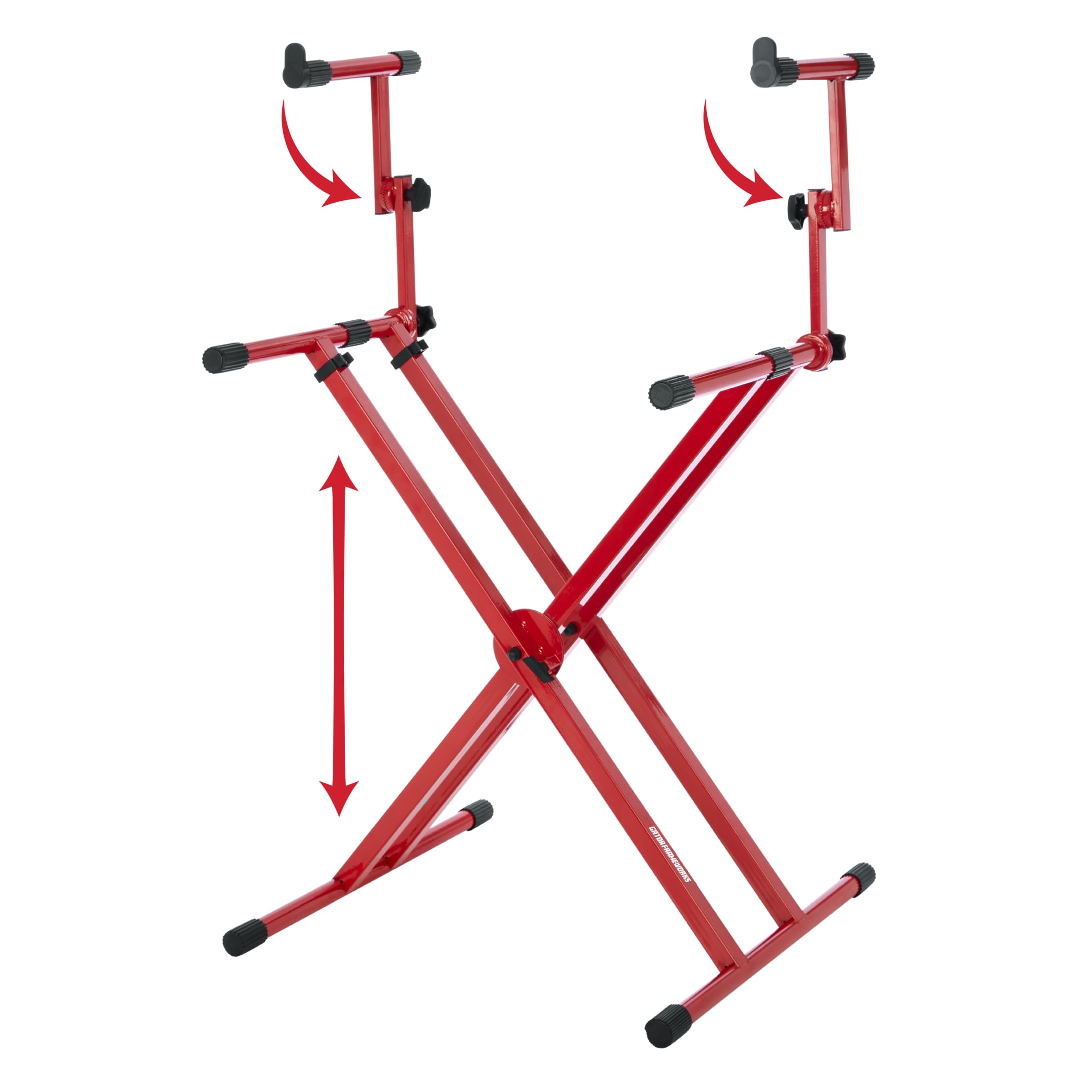 Gator Frameworks Deluxe Two Tier X Frame Keyboard Stand, Bright Red Finish (GFW-KEY-5100XRED)