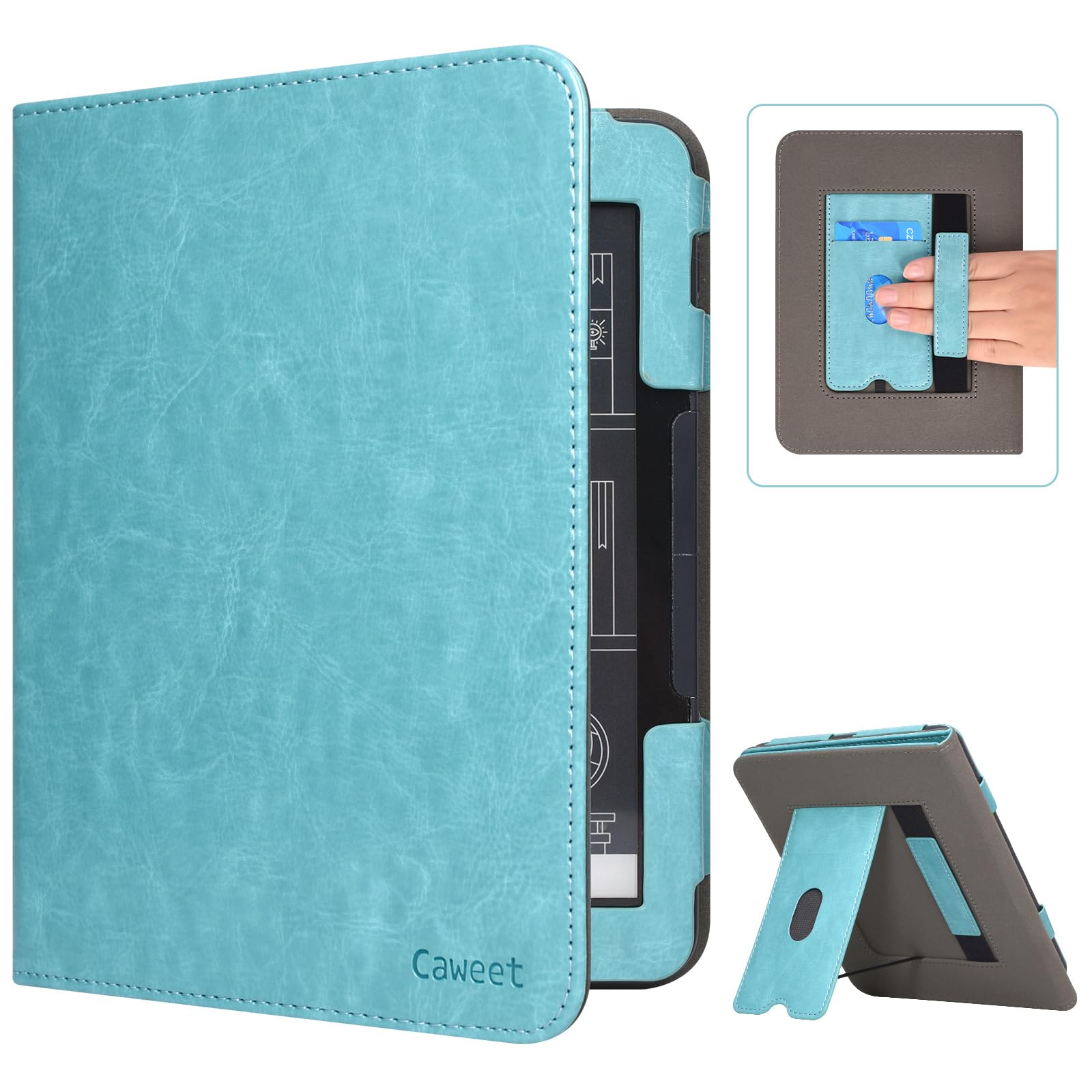 Caweet Case for Nook GlowLight 4 Plus 7.8 2023 Release, Premium PU Leather Foldable Stand Protective Sleeve Cover with Card Slot