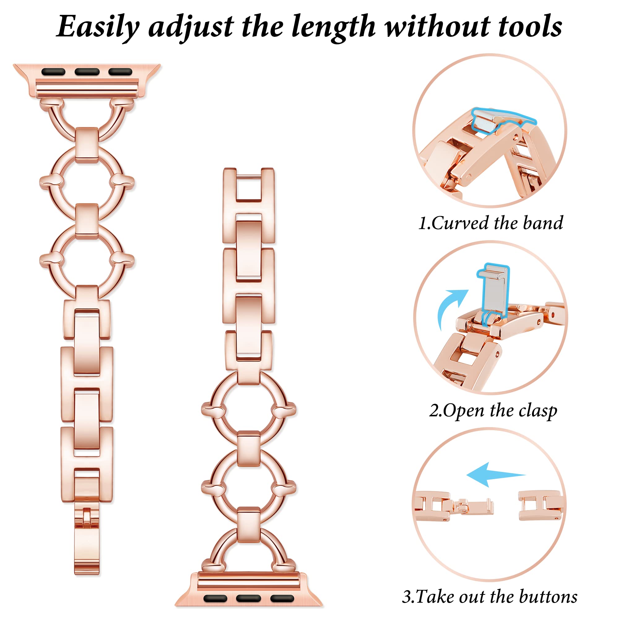 G Ficu Ring Shaped Band Compatible With Apple Watch Band 41Mm 40Mm 38Mm Iwatch Series 8 7 6 Se 5 4 3 2 1, Light Cute Slim Metal