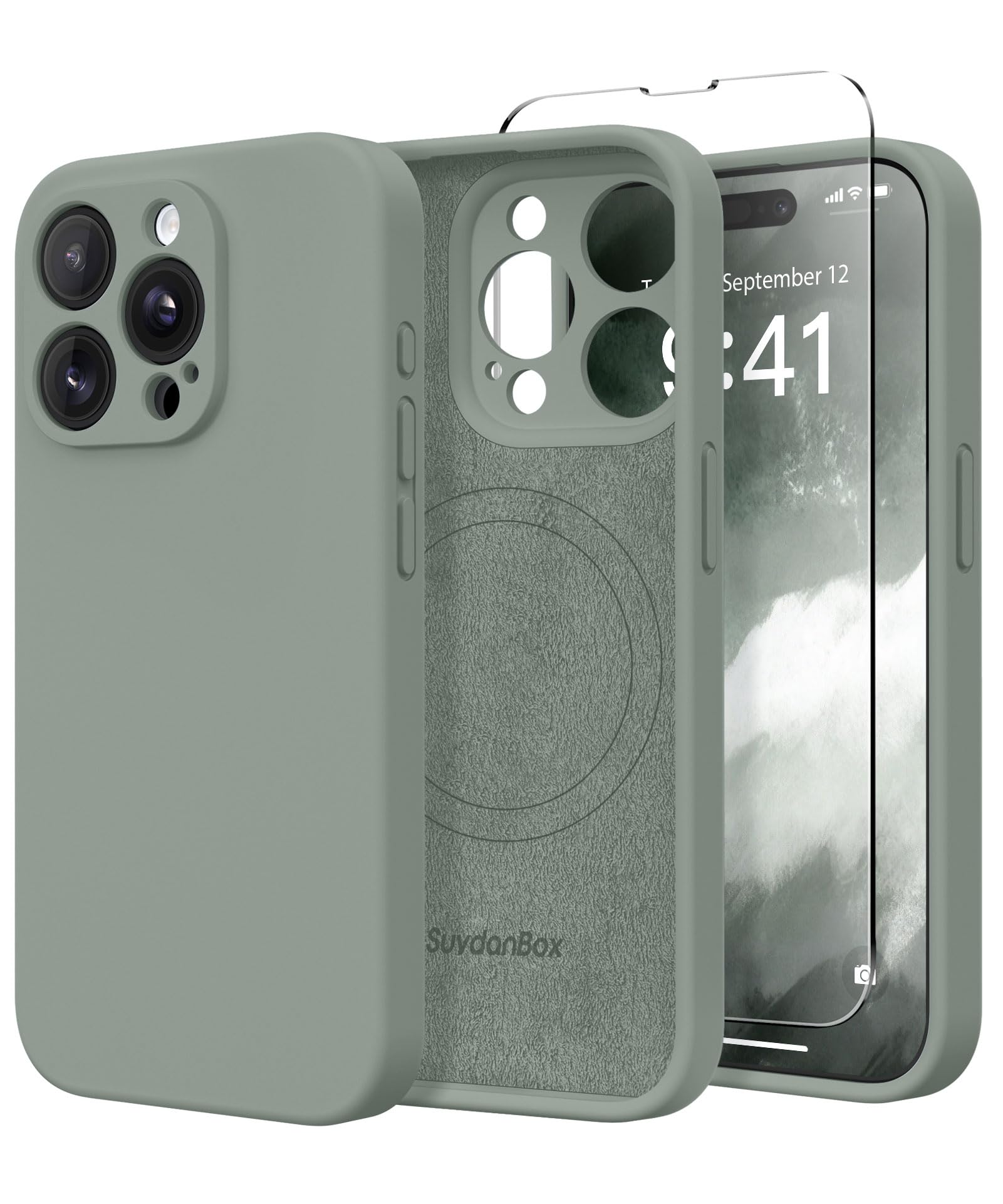 Suydanbox Magnetic For Iphone 15 Pro Max Case, Compatible With Magsafe, [Full Camera Protection][2 Screen Protectors] Silicone S