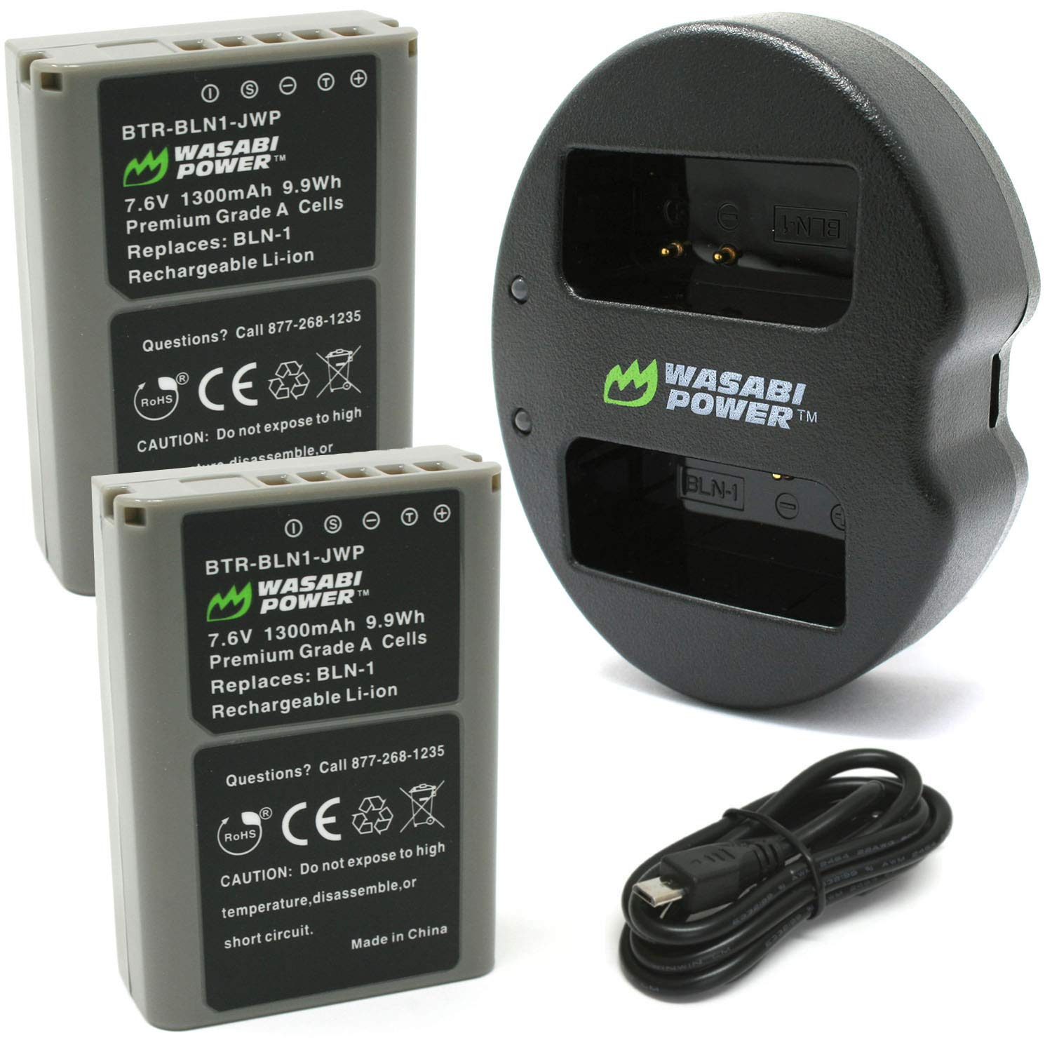 Wasabi Power Battery (2 Pack) And Dual Usb Charger For Olympus Bln 1, Bcn 1 And Olympus Om D E M1, E M5, Pen E P5