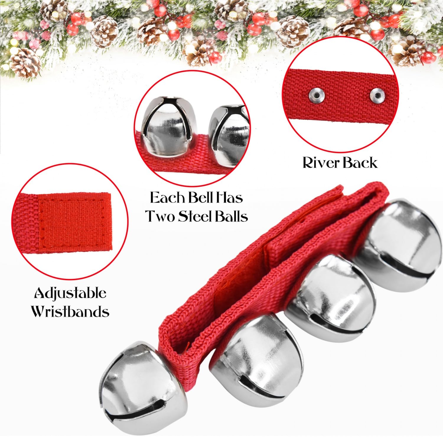 Yoleshy 20 Pcs Jingle Bells Instrument, Wrist Bells Hand Jingle Bells, Music Bells Instrument Jingle Bell Bracelet, Ankle Bells