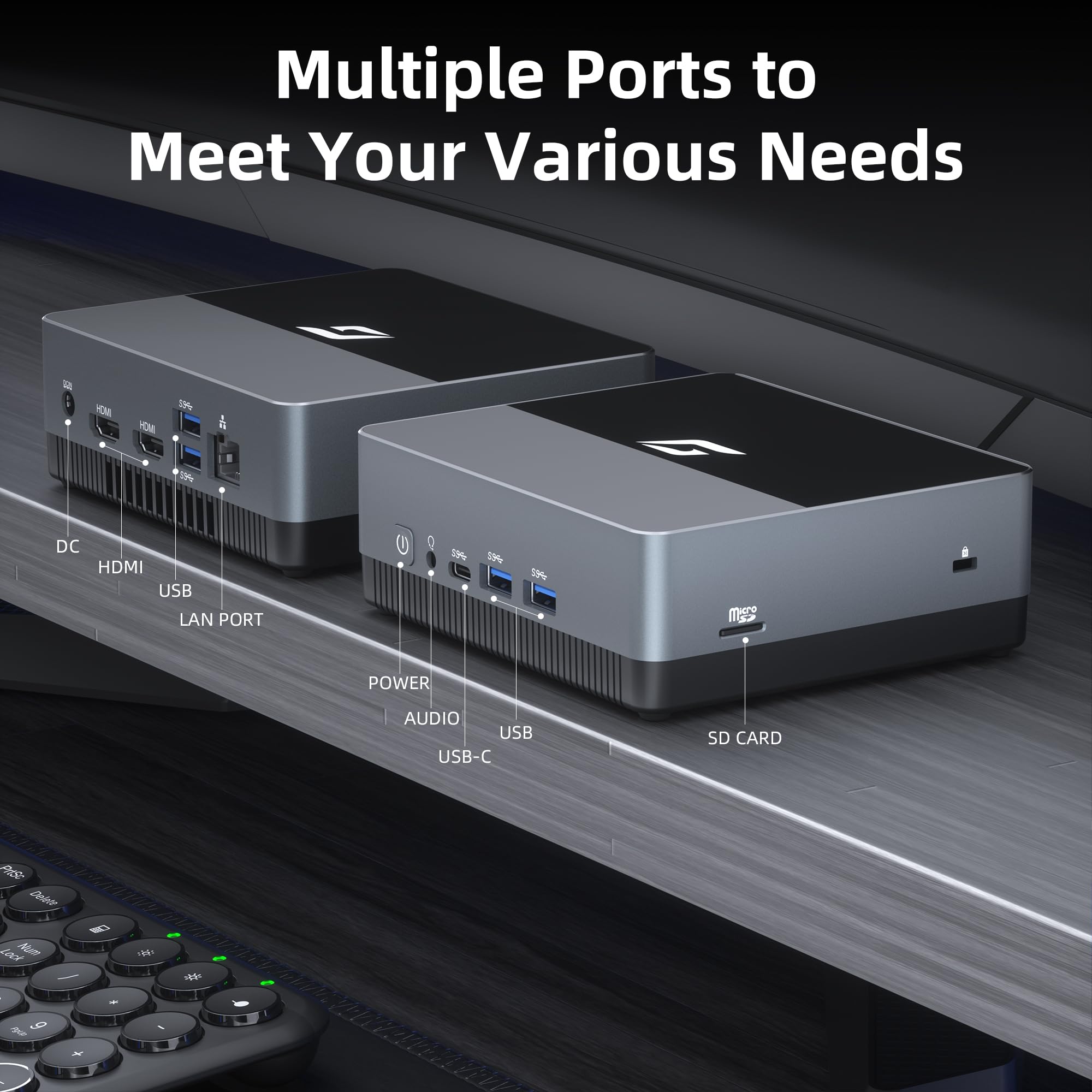 Cybergeek Nano J1 Mini Pc Linux Preinstalled, Intel N5095A Quad Core, 8Gb Ram, 128Gb Pcie Ssd Mini Desktop Computer 4K Dual Disp