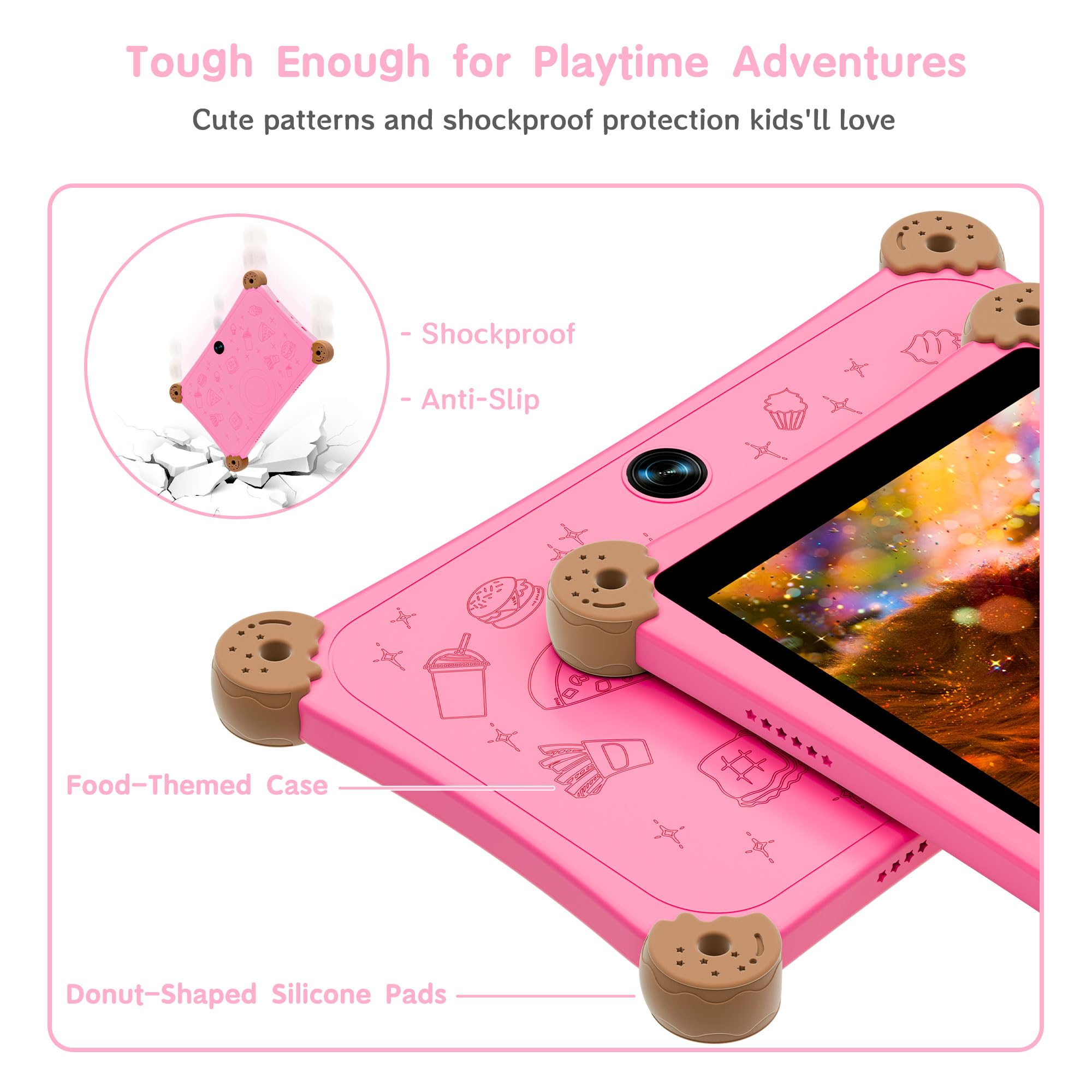 Topsand Tablet For Kids, 8 Inch Android 13 Kids Tablet, 6Gb+32Gb Rom, Wifi 6, Quad Core, Parental Control, Dual Camera, Shockpro