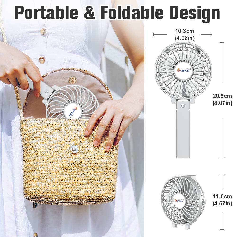 Versiontech. Mini Portable Fan, Usb Battery Operated Desk Fan, Small Personal Handheld Table Fan With Usb Rechargeable Cooling F