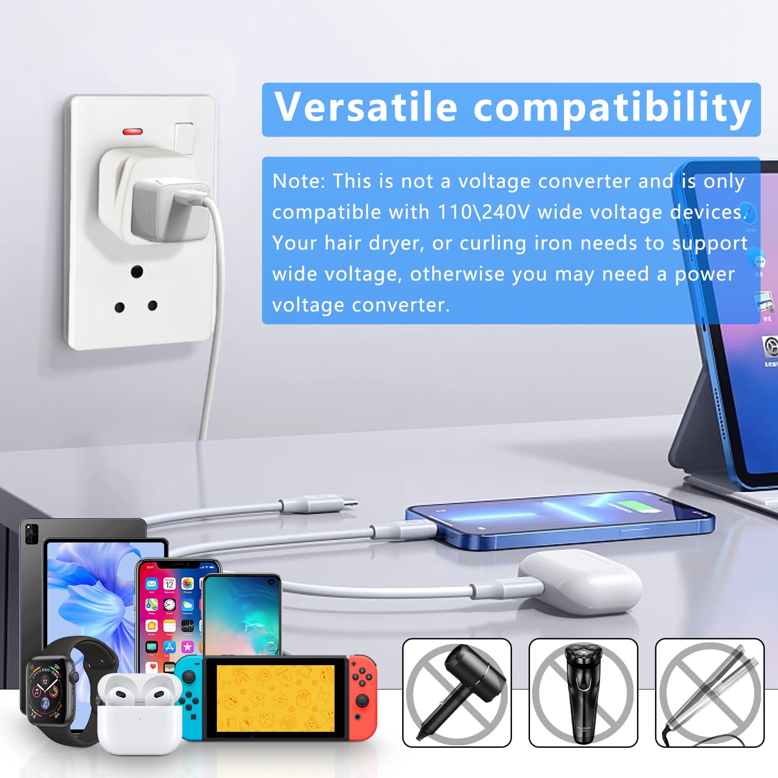 Us To India Plug Adapter,Type D Plug Adapter India Power Adapte Us To India, Bangladesh, Maldives, Pakistan Travel Adapter 2 Pac