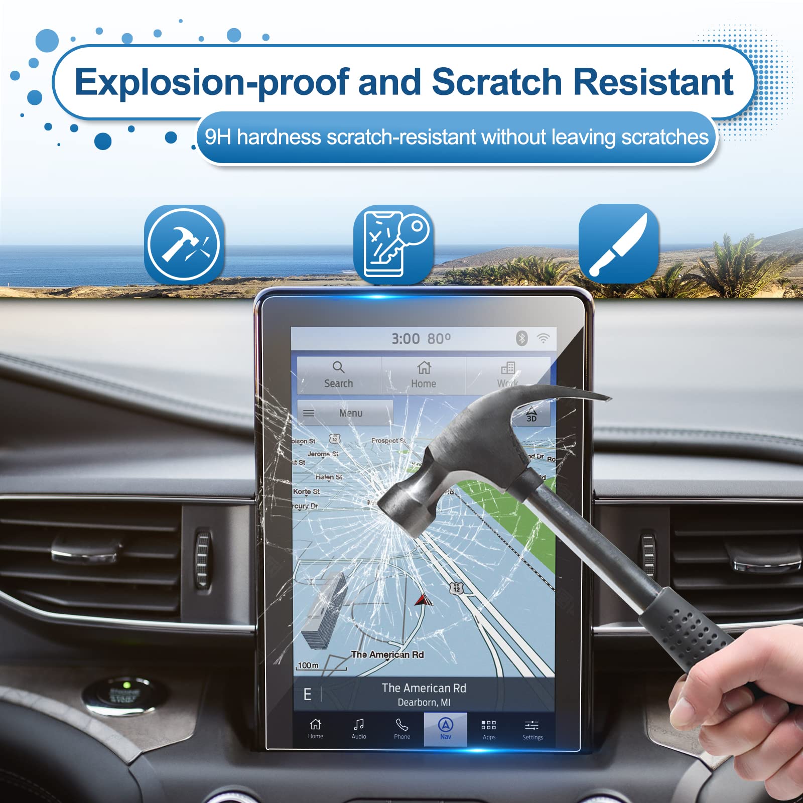 Coleya 2020 2023 2024 Explorer Screen Protector For Ford Explorer (St/St Line/Limited/Timberline/King Ranch/Platinum) 10.1 Inch