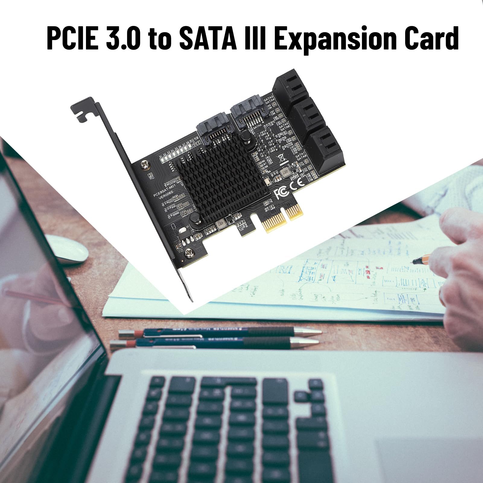 Pcie Sata Cards, 8 Ports Sata Iii 6Gbps Controller Cards With Low Bracket, Pcie (1X 2X 4X 8X 16X) Sata3.0 Interface Expansion Cards For Windows 7/8/Xp/10 For Linux