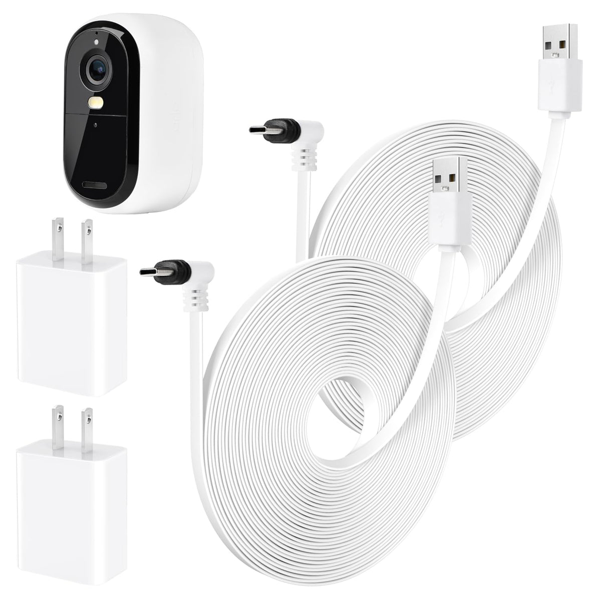 2Pack 25Ft Power Cable Compatible With Arlo Essential 2K Outdoor Security Camera (2Nd Generation), Flat Charging Cable, Weatherp