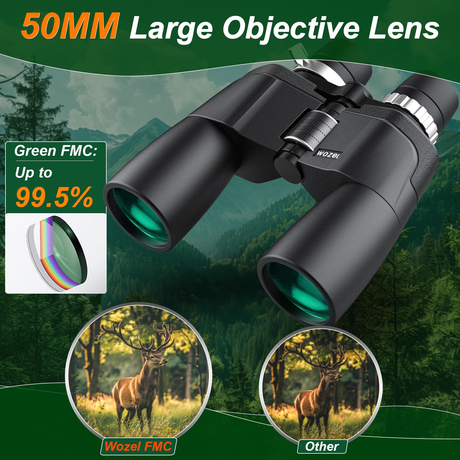 High Powered Zoom Binoculars For Adults   Wozel 12 36X50 Hd Professional Binoculars With Large Vision   Waterproof Binocular Wit