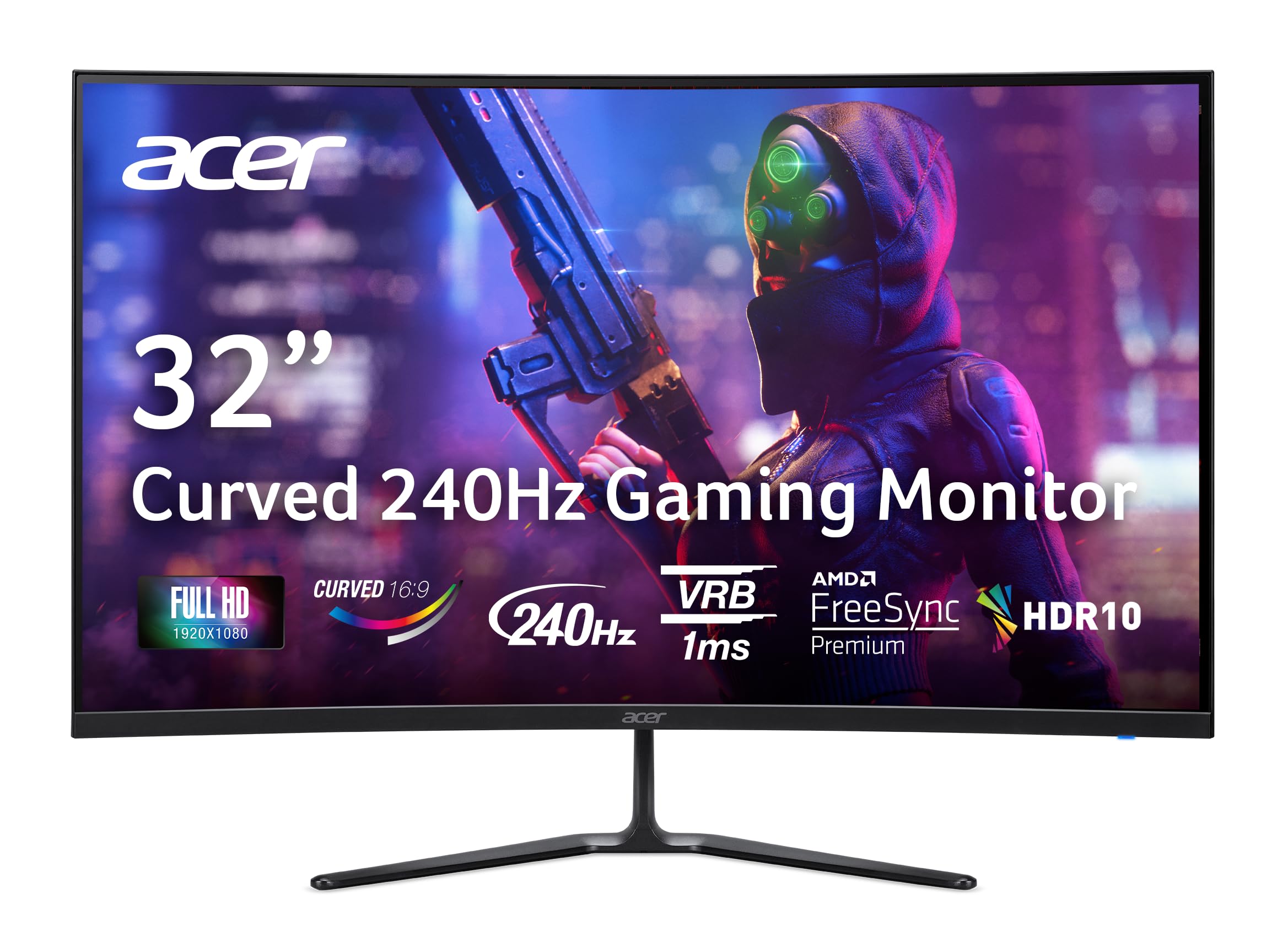 Acer Nitro 31.5'' Fhd 1920 X 1080 1500R Curved Pc Gaming Monitor | Amd Freesync Premium | 240Hz Refresh | 1Ms Vrb | Vesa Mountab