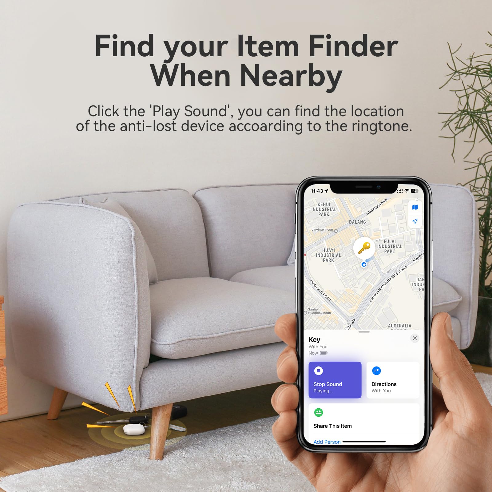 Chzhvan Key Finder, Wallet Tracker Works With Apple Find My (Ios Only), Replaceable Battery, Water Resistant, Bluetooth Item Fin