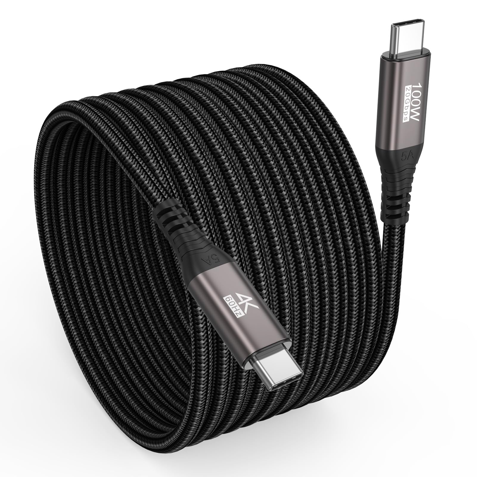Long USB C Data Cable 15FT,USBC 3.2 Charge/Data/Video Cord(100W,20Gbps,4K)