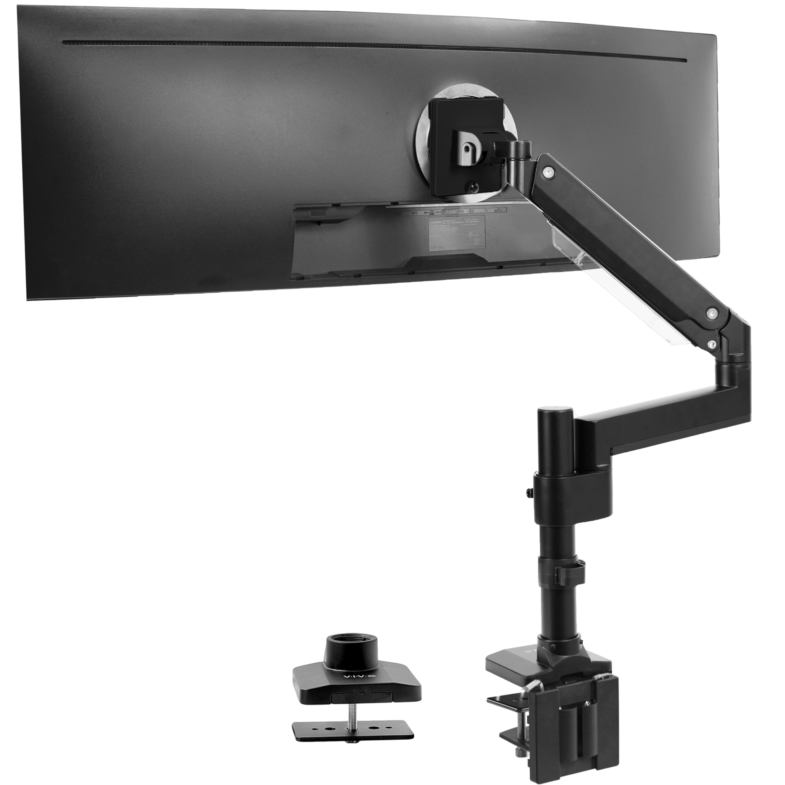 VIVO Premium Aluminum Tall Extended Monitor Arm for Ultrawide Monitors up to 49 inches and 33 lbs, Single Desk Mount Stand, Pneumatic Height Adjusting, Max VESA 100x100, Black, STAND V101GT