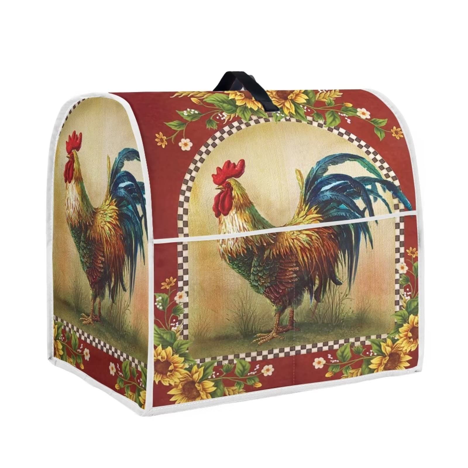 Annejudy Kitchen Aid Mixer Cover, Sunflower Rooster Print Kitchen Stand Mixer Dust Cover With Handle, Kitchen Aid Covers For Sta