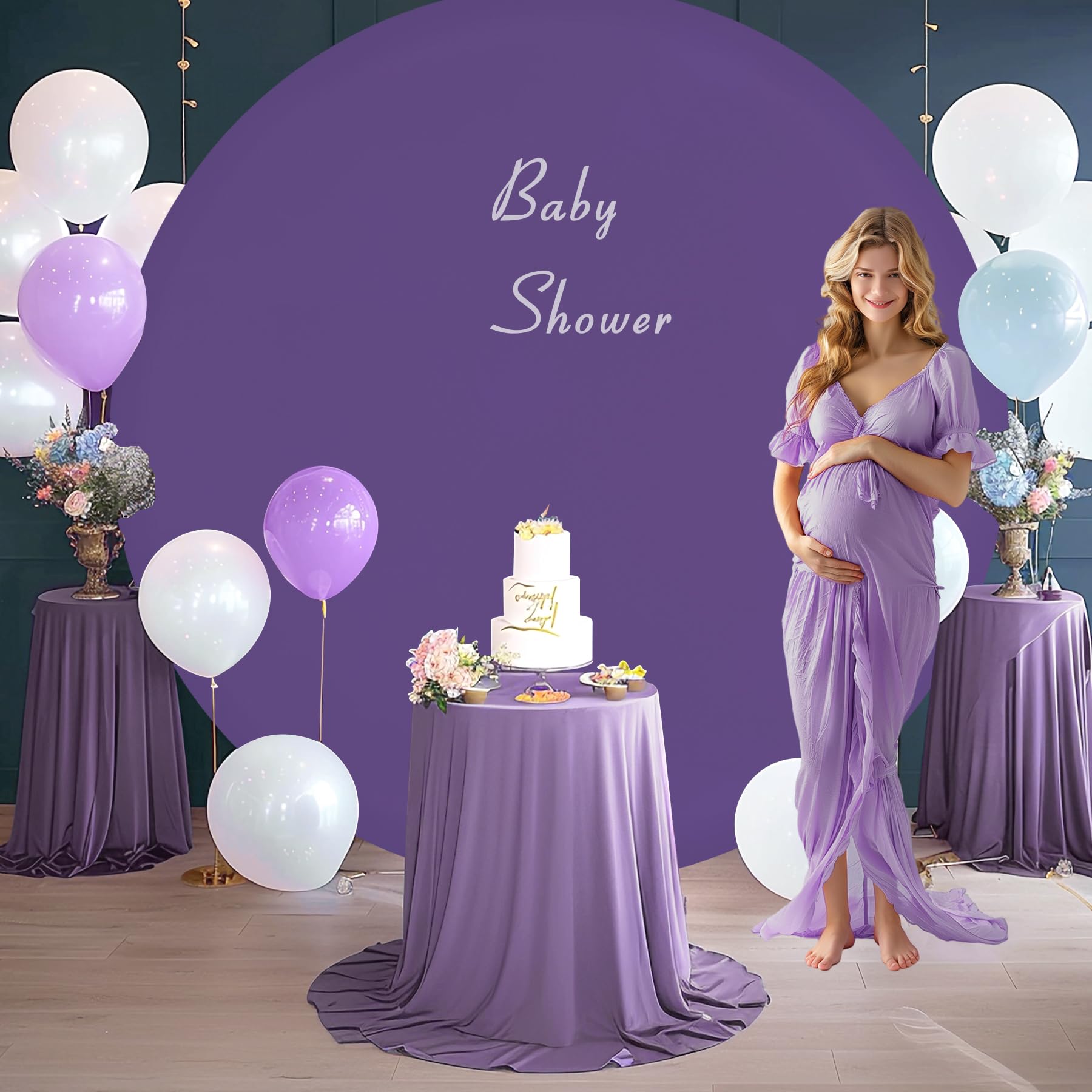 Gallety 7.2 Ft Purple Round Backdrop Cover For 5 To 7.2Ft Round Backdrop Stand   Adjustable Circle Arch Backdrop Cover For Weddi