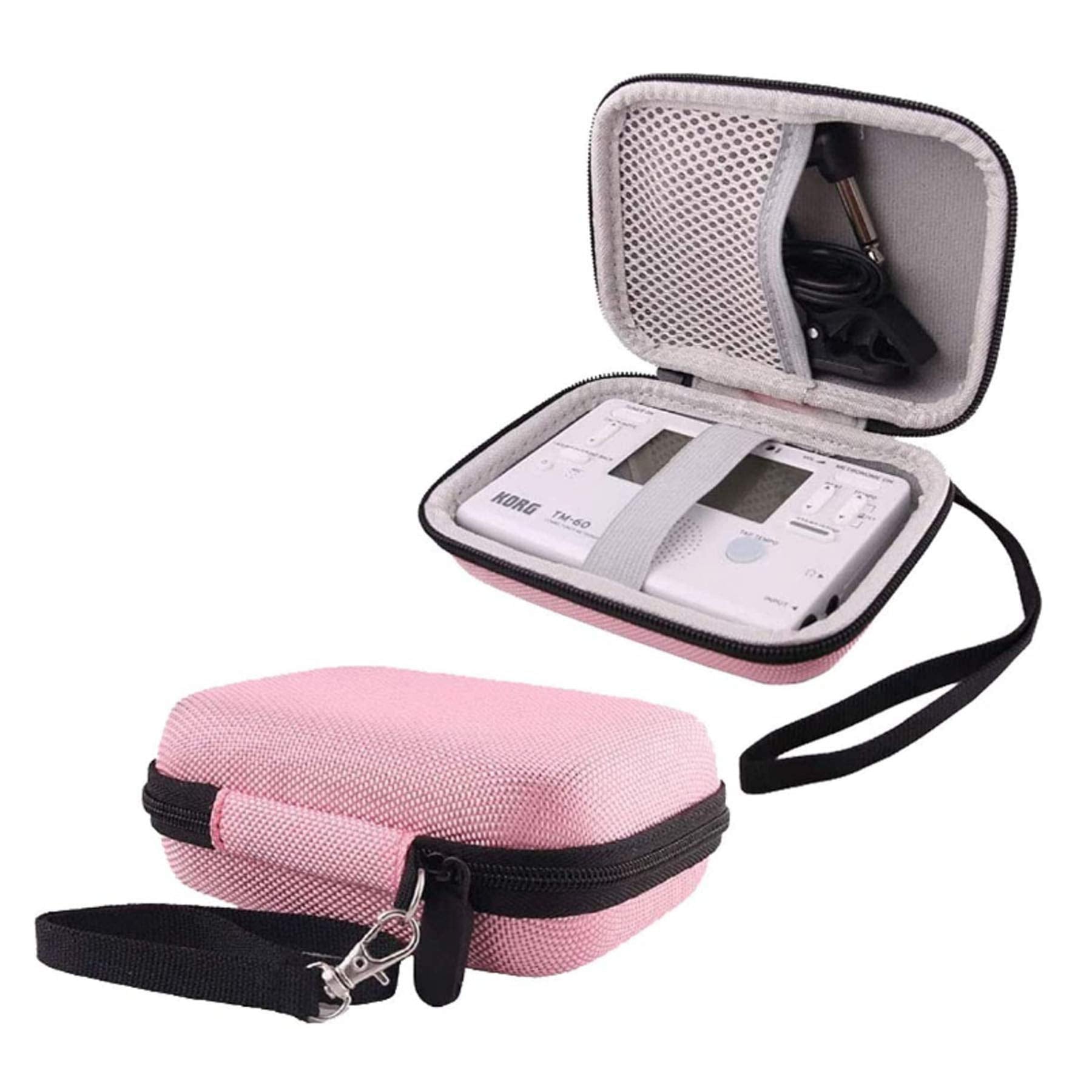 Werjia Hard Carrying Case Compatible With Korg Tm60Bk/Tm 50 Tuner Metronome,Kliq Metropitch   Metronome Tuner (Pink)