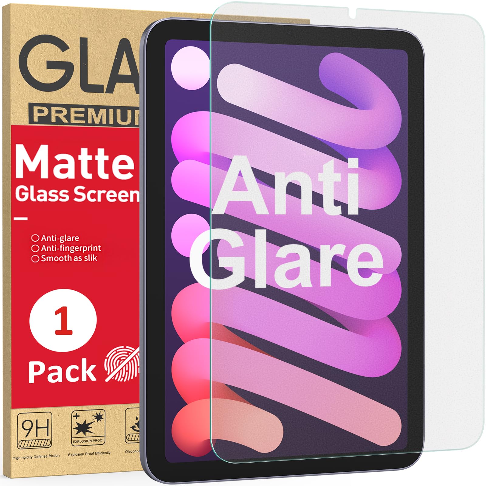 Ambison 1 Pack Matte Glass Screen Protector Compatible With Ipad Mini A17 Pro 2024&Ipad Mini 7/6Th Generation 8.3Inch Anti Glare/Fingerprint Free/Smooth As Silk/Tempered Glass Scratch Resistant