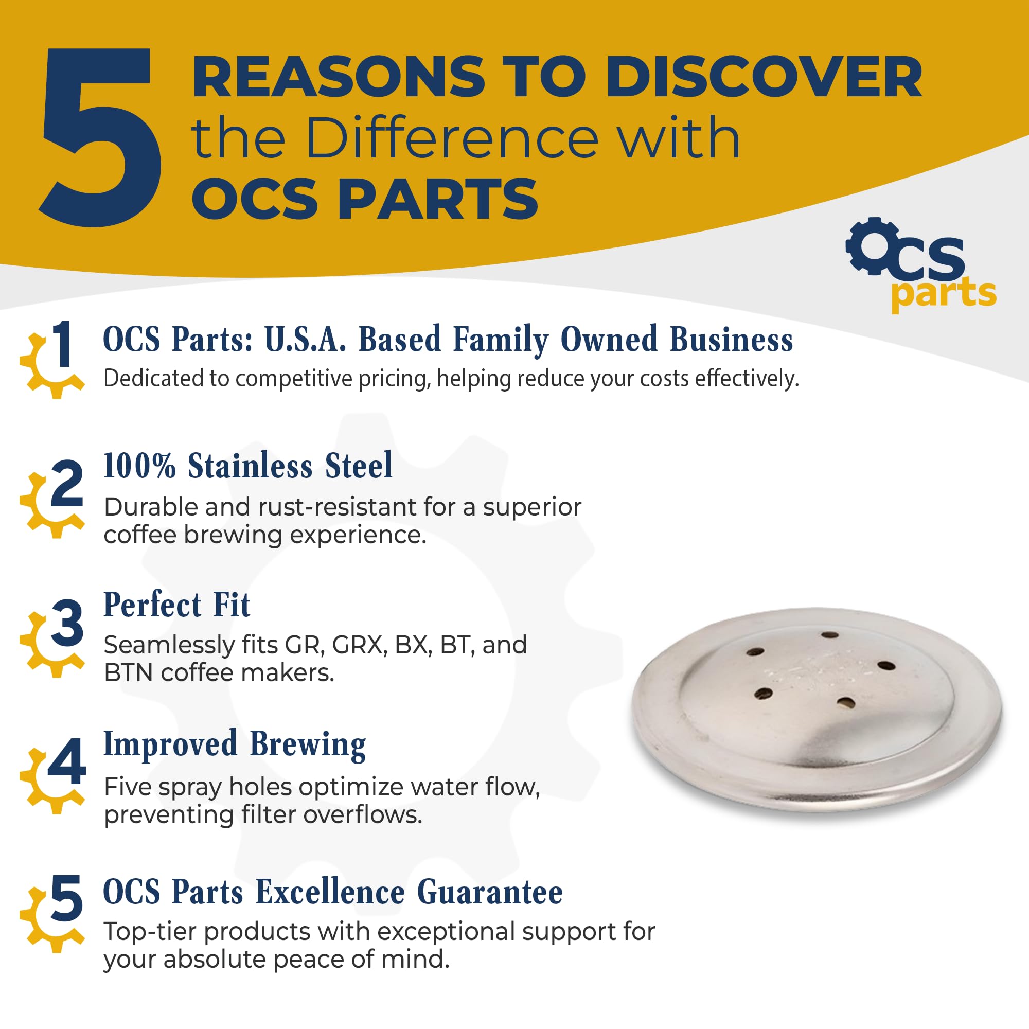 Ocs Parts Premium Stainless Steel Replacement Spray Head For Bunn Coffee Makers