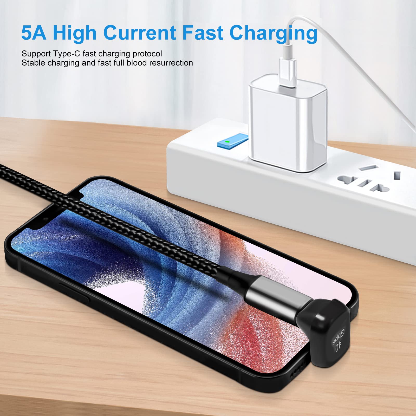 Usb C 180 Degree Angled Adapter, U Shape Usb C 4.0 Male To Female Adapter, Type C 40Gbps Angled Adapter Data Transfer Connector