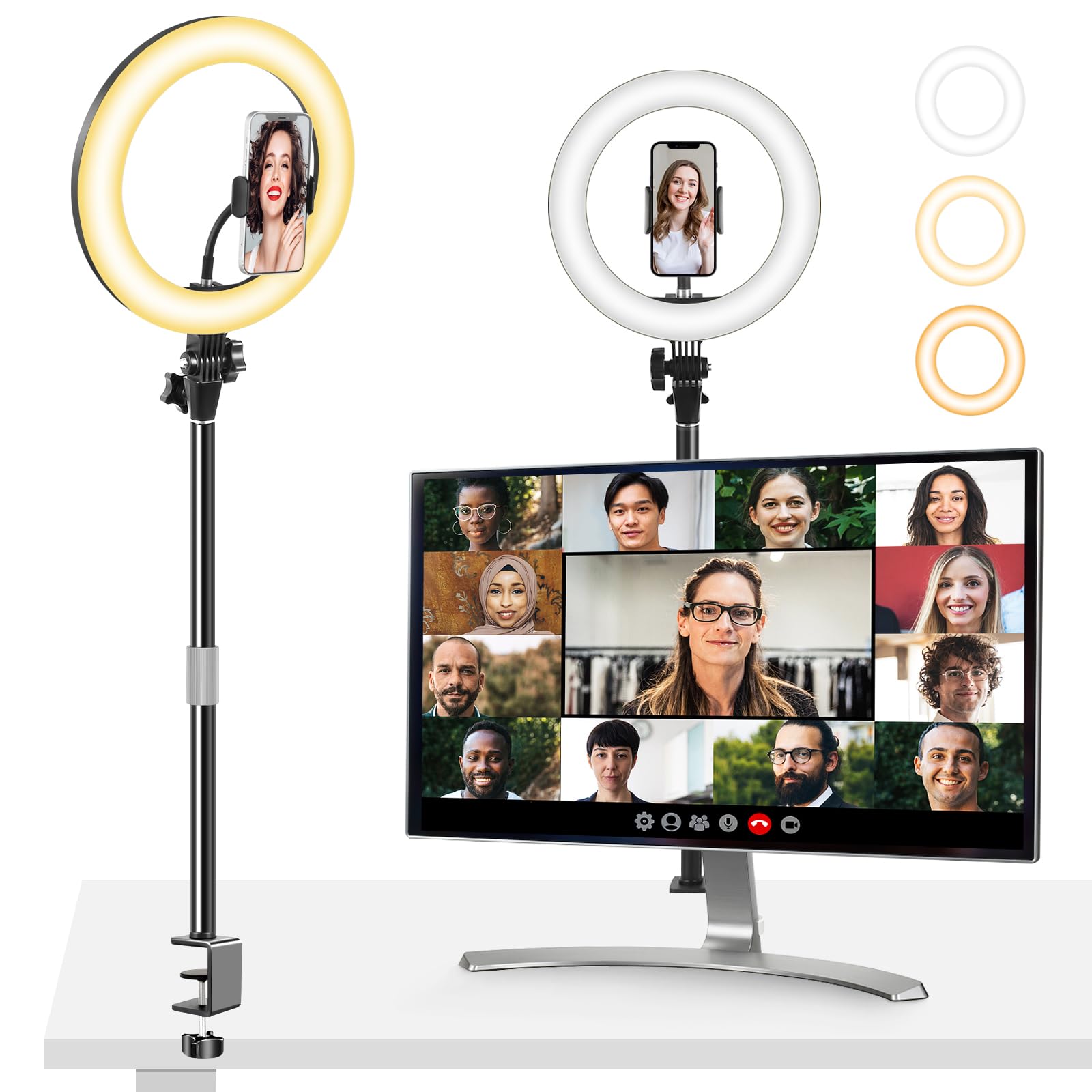 Ring Light For Computer Video Conferencing Recording/Zoom Meeting-10'' Desk Ring Light With Mount Stand,Stream Lights With 14.2-